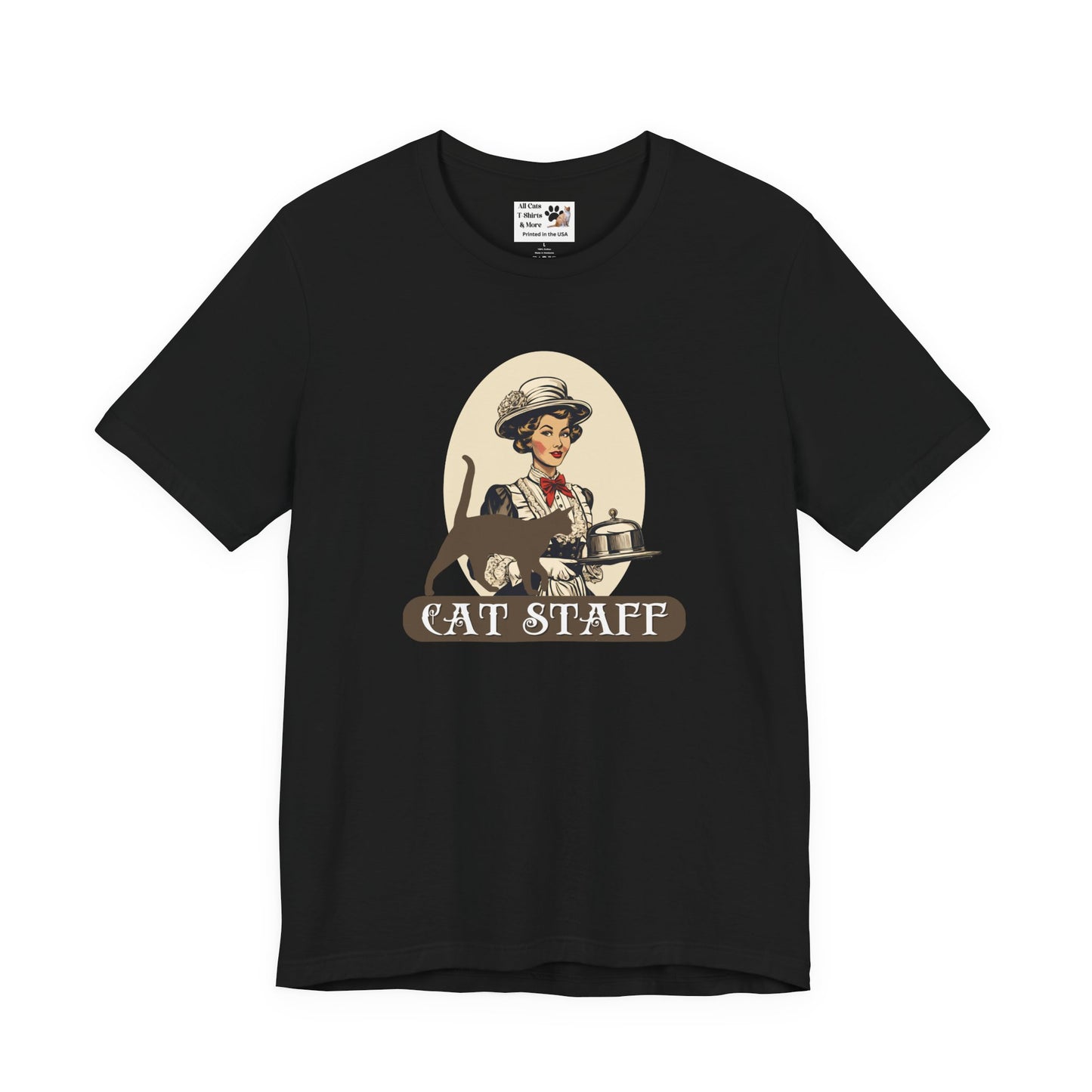 Cat Staff T-Shirt - ("Victorian Era Style" - Unisex Jersey Tee - Perfect for Cat Lovers)