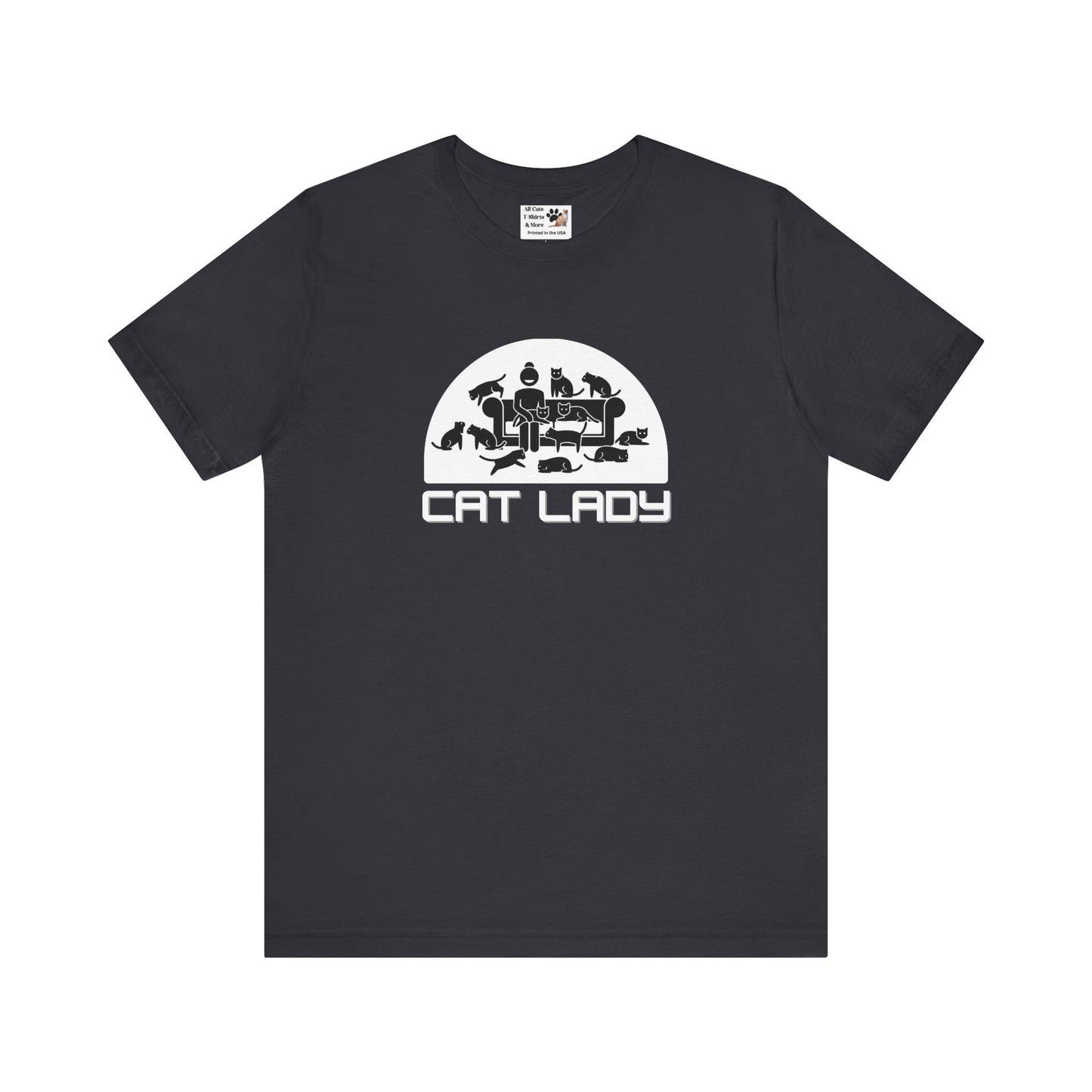 Cute Cat Lady T-Shirt - (Unisex Jersey Tee - Perfect Gift for Cat Moms!)