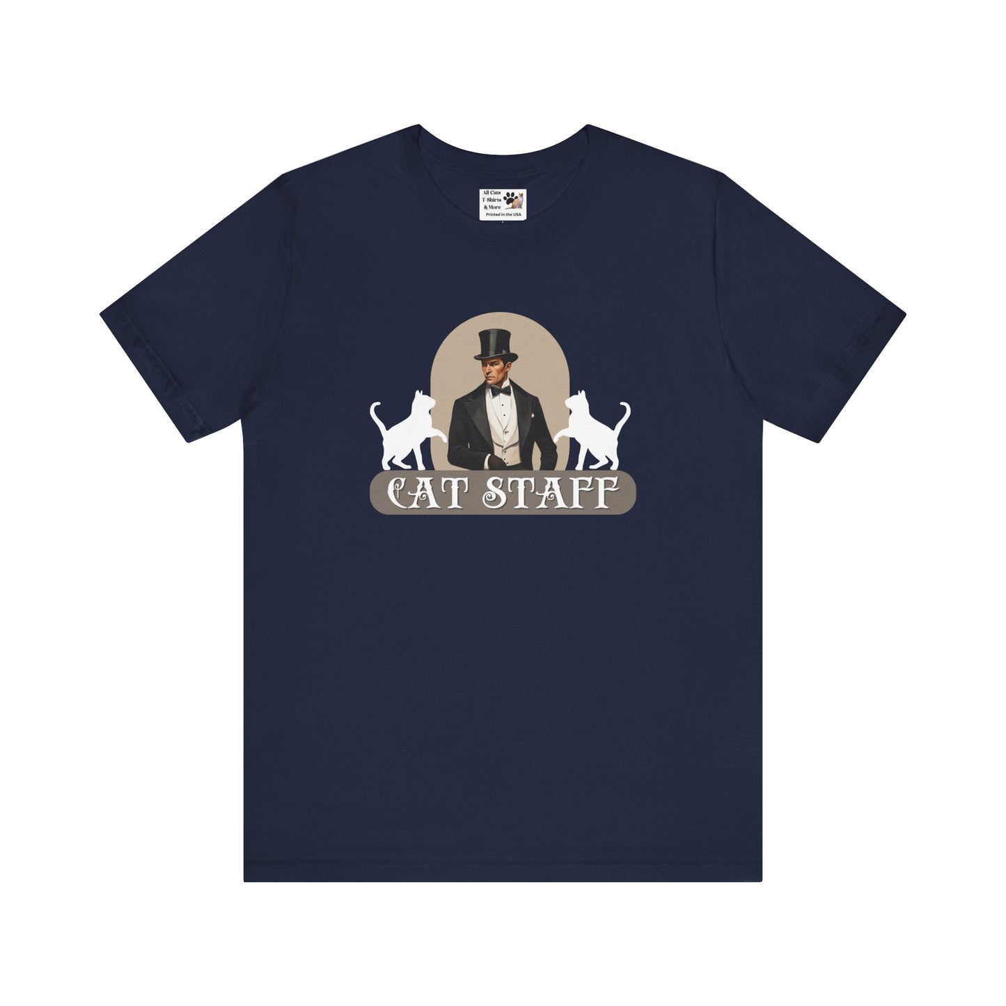 Cat Staff T-Shirt - ("Victorian Era Style" - Unisex Jersey Tee - Perfect for Cat Lovers)