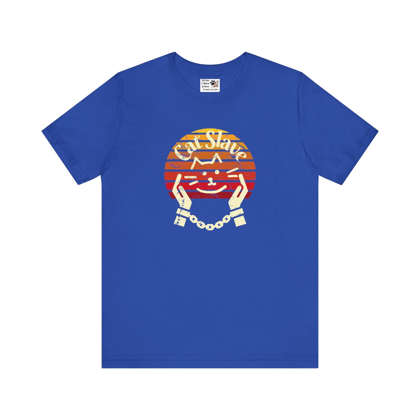 Cat Slave Vintage Sunset T-Shirt - (Unisex Jersey Tee - Casual & Trendy Distressed Style Design, Cat Fan Tee)