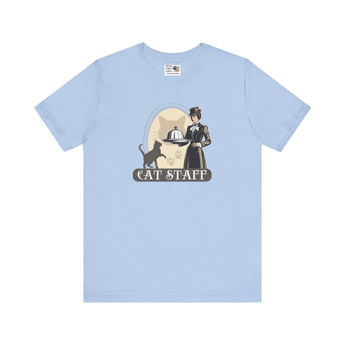 Cat Staff T-Shirt - ("Victorian Era Style" - Unisex Jersey Tee - Perfect for Cat Lovers)
