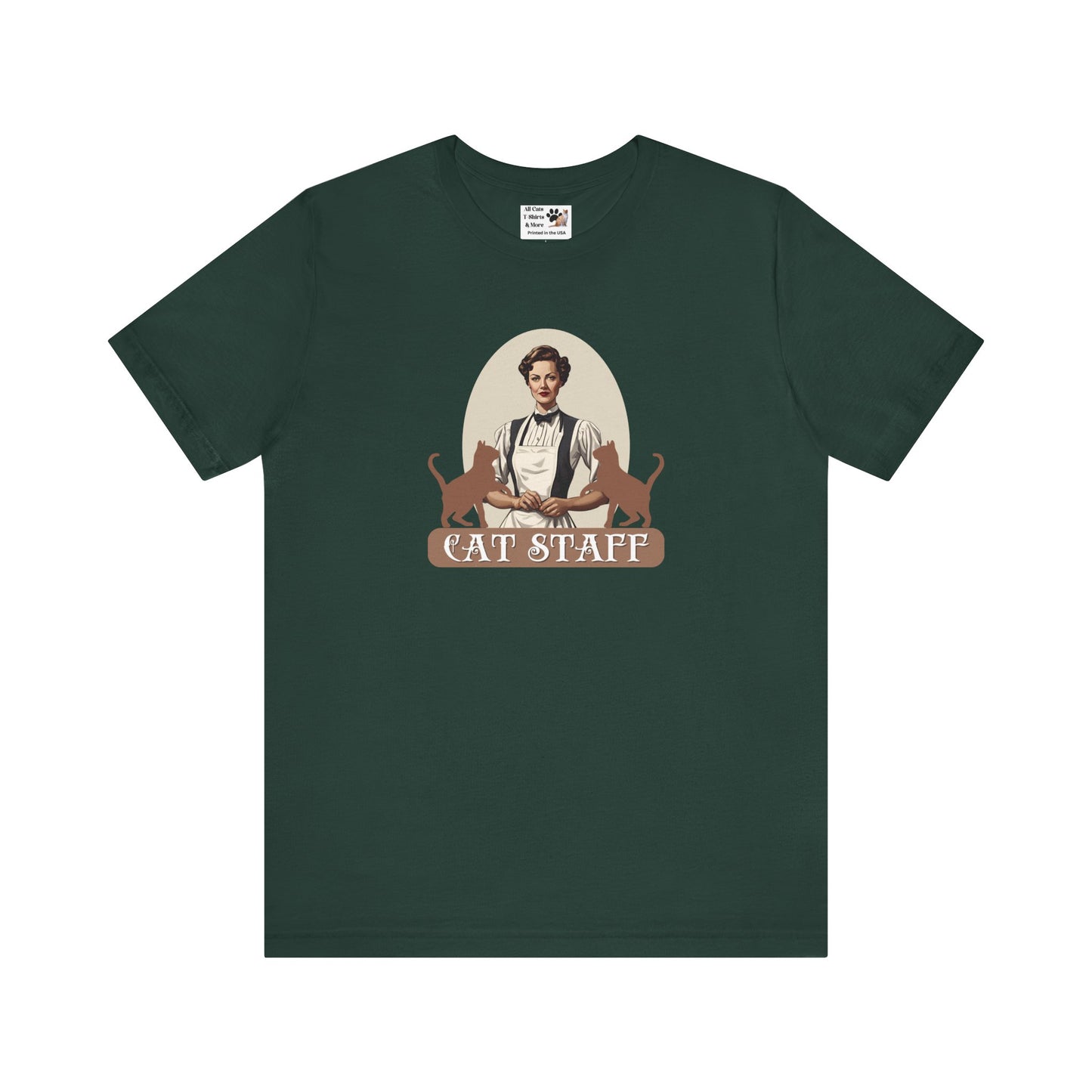 Cat Staff T-Shirt - ("Victorian Era Style" - Unisex Jersey Tee - Perfect for Cat Lovers)
