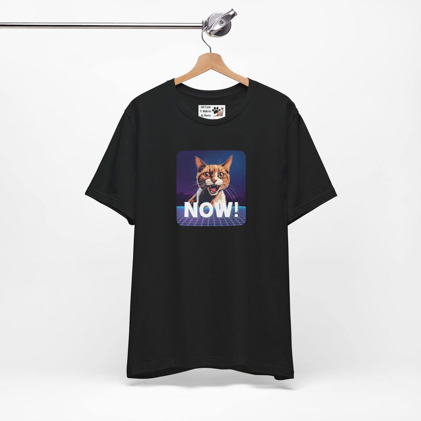 "NOW Cat" Retro Graphic T-Shirt - (Unisex Short Sleeve Tee - Fun & Quirky Design for Cat Fans)