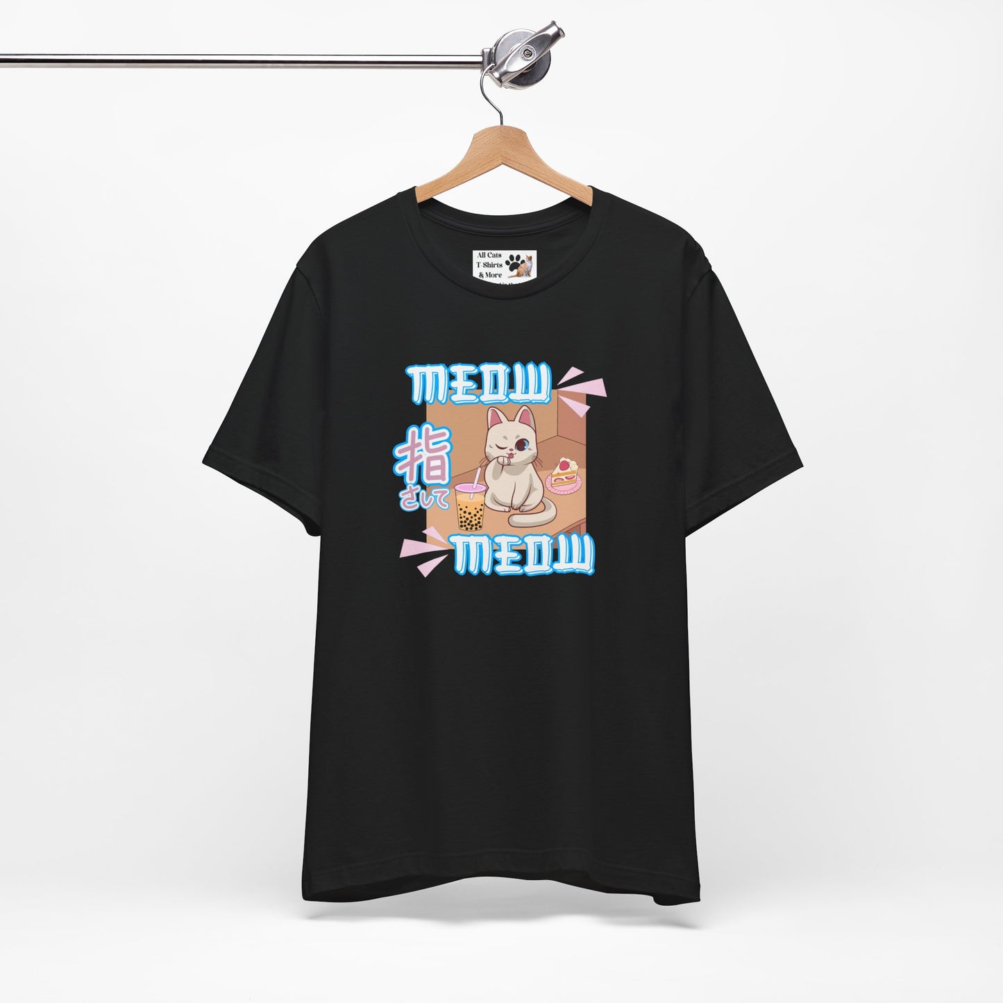 "Meow Meow Cat" - (Cute Japanese Style Cat, Unisex Jersey Tee - Fun & Playful Design)