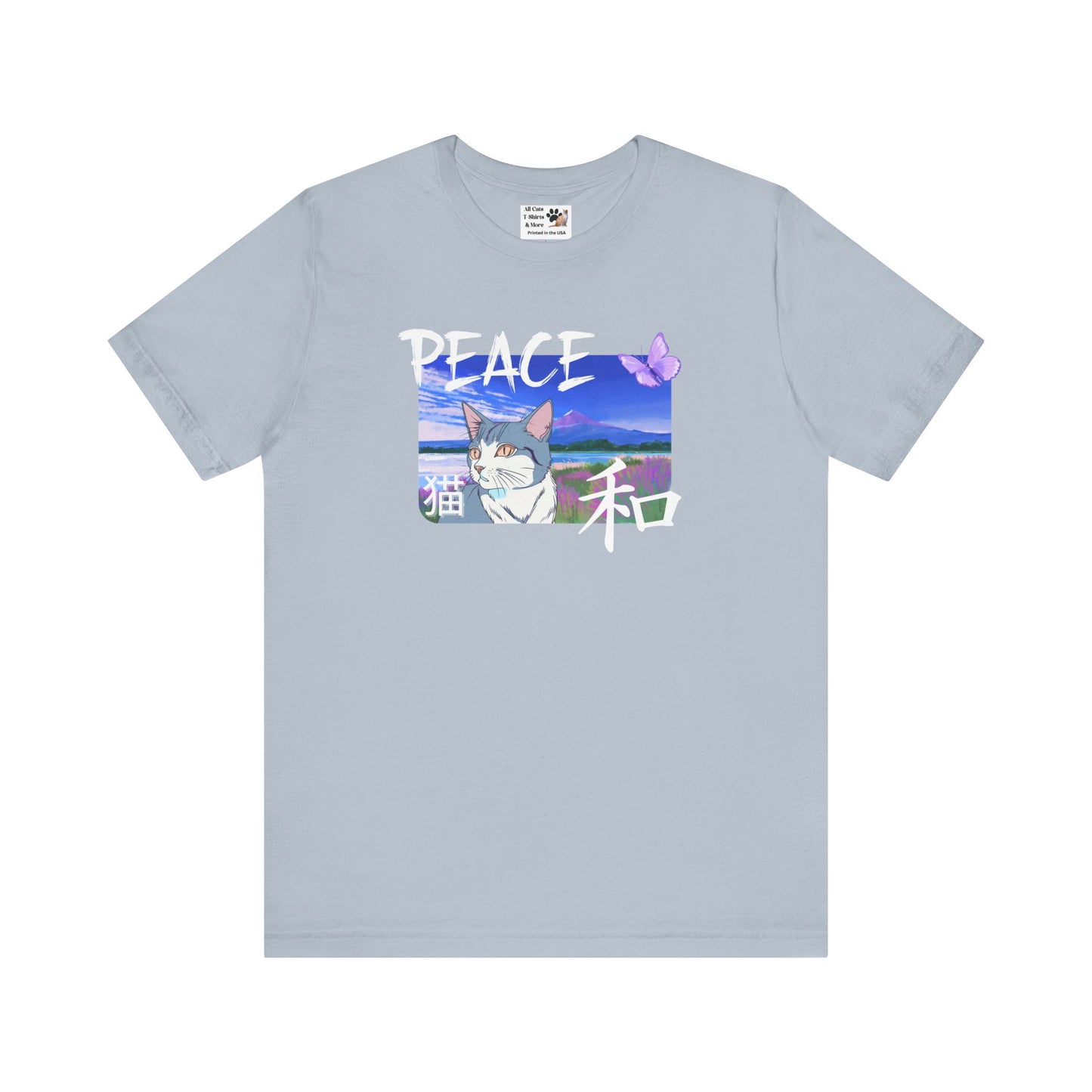 "Peace Cat" - A Japanese Anime Style Graphic Tee - (Unisex Jersey Short Sleeve T-Shirt)