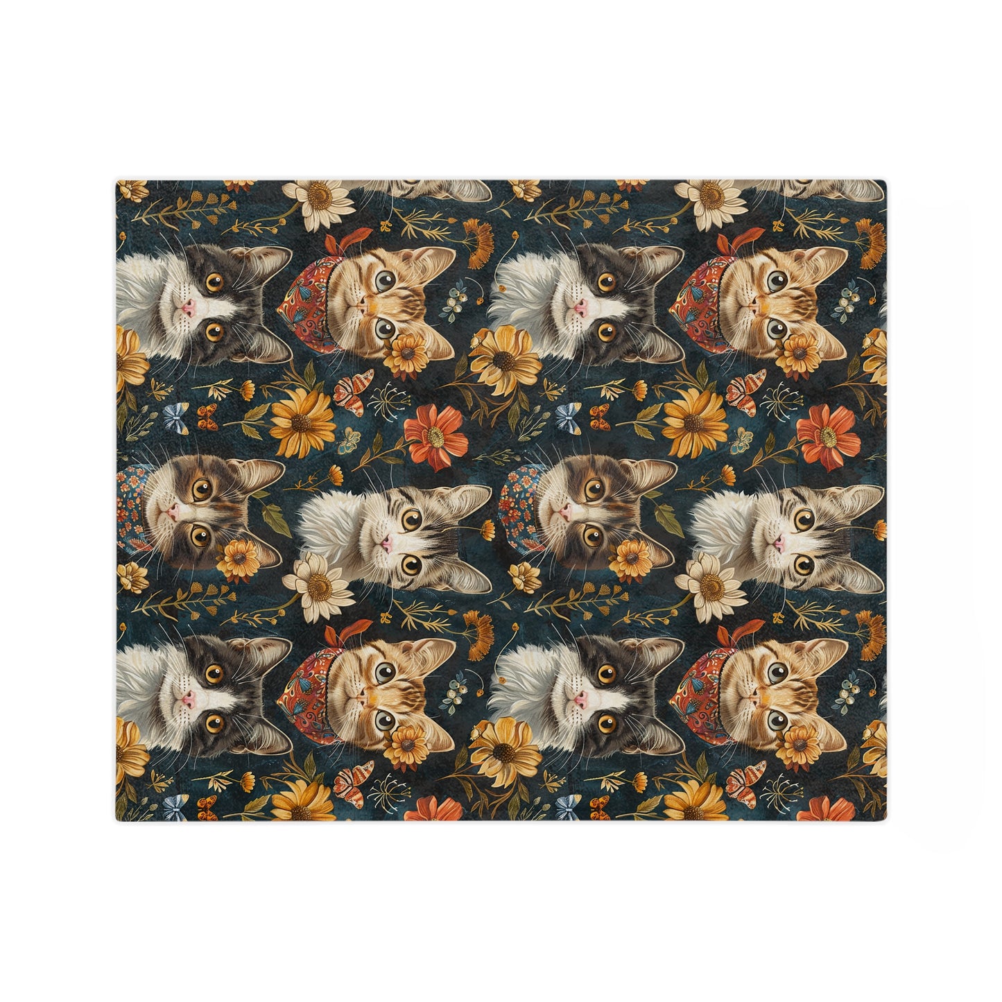 Cozy Cat-Themed Velveteen Blanket for Cat Lovers, Cute Gift for Pet Owners, Home Decor, Perfect for Snuggling or Picnics