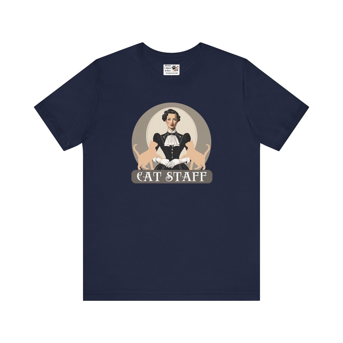 Cat Staff T-Shirt - ("Victorian Era Style" - Unisex Jersey Tee - Perfect for Cat Lovers)