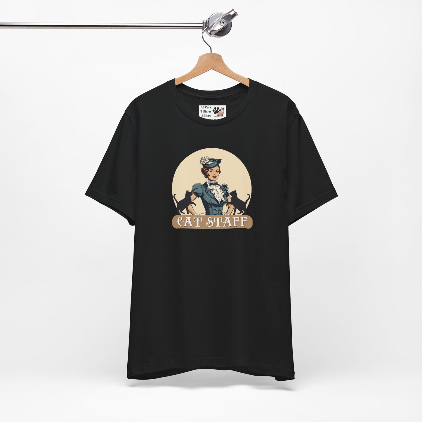 Cat Staff T-Shirt - ("Victorian Era Style" - Unisex Jersey Tee - Perfect for Cat Lovers)