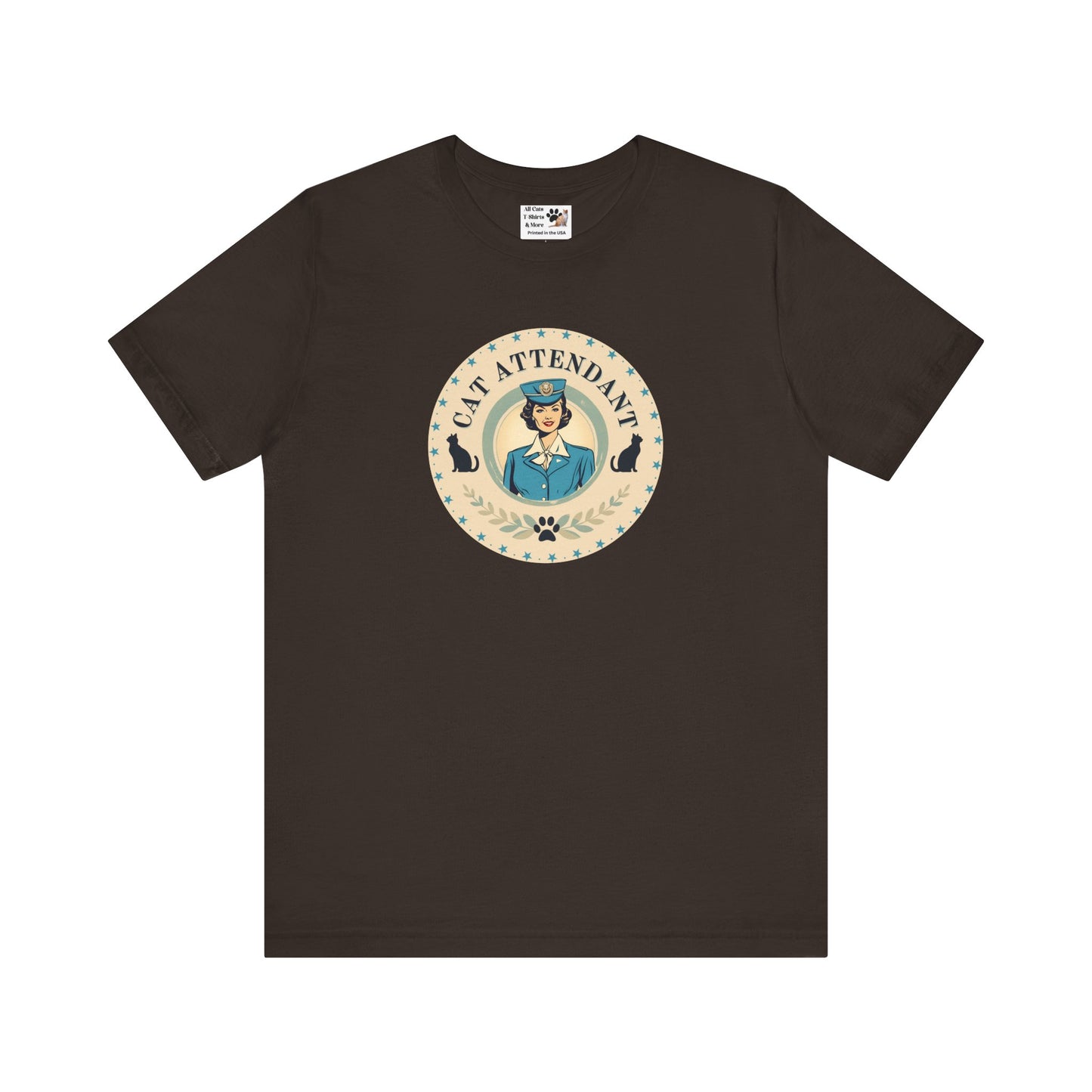 Vintage Style "Cat Attendant" T-Shirt - (Unisex Jersey Short Sleeve Tee - Perfect Gift for Cat Lovers!)