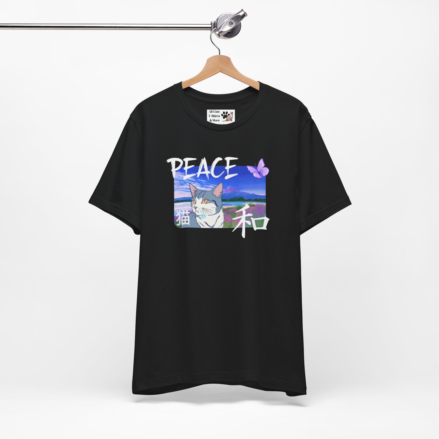 "Peace Cat" - A Japanese Anime Style Graphic Tee - (Unisex Jersey Short Sleeve T-Shirt)