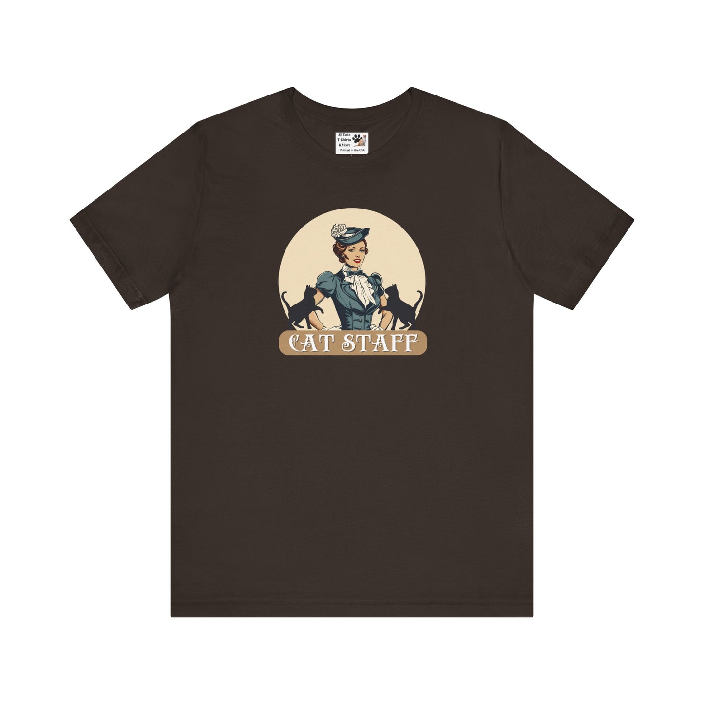 Cat Staff T-Shirt - ("Victorian Era Style" - Unisex Jersey Tee - Perfect for Cat Lovers)