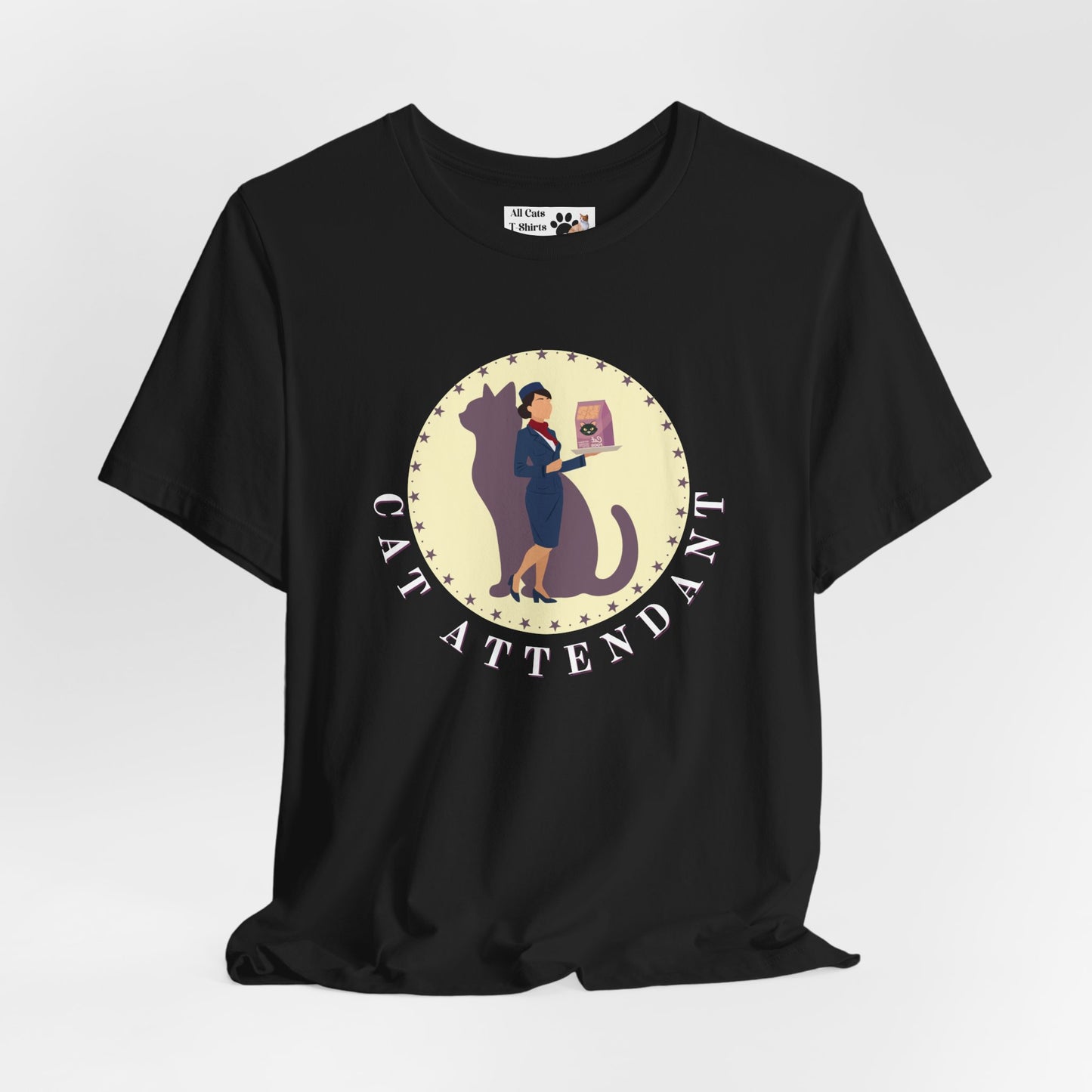 Fun "Cat Attendant" T-Shirt - (Unisex Jersey Short Sleeve Tee - Perfect Gift for Cat Lovers!)