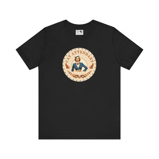 Vintage Style "Cat Attendant" T-Shirt - (Unisex Jersey Short Sleeve Tee - Perfect Gift for Cat Lovers!)