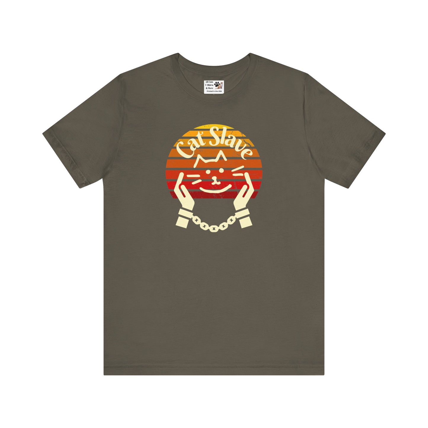 Cat Slave Vintage Sunset T-Shirt - (Unisex Jersey Tee - Casual & Trendy "Partly Distressed Style" Design)