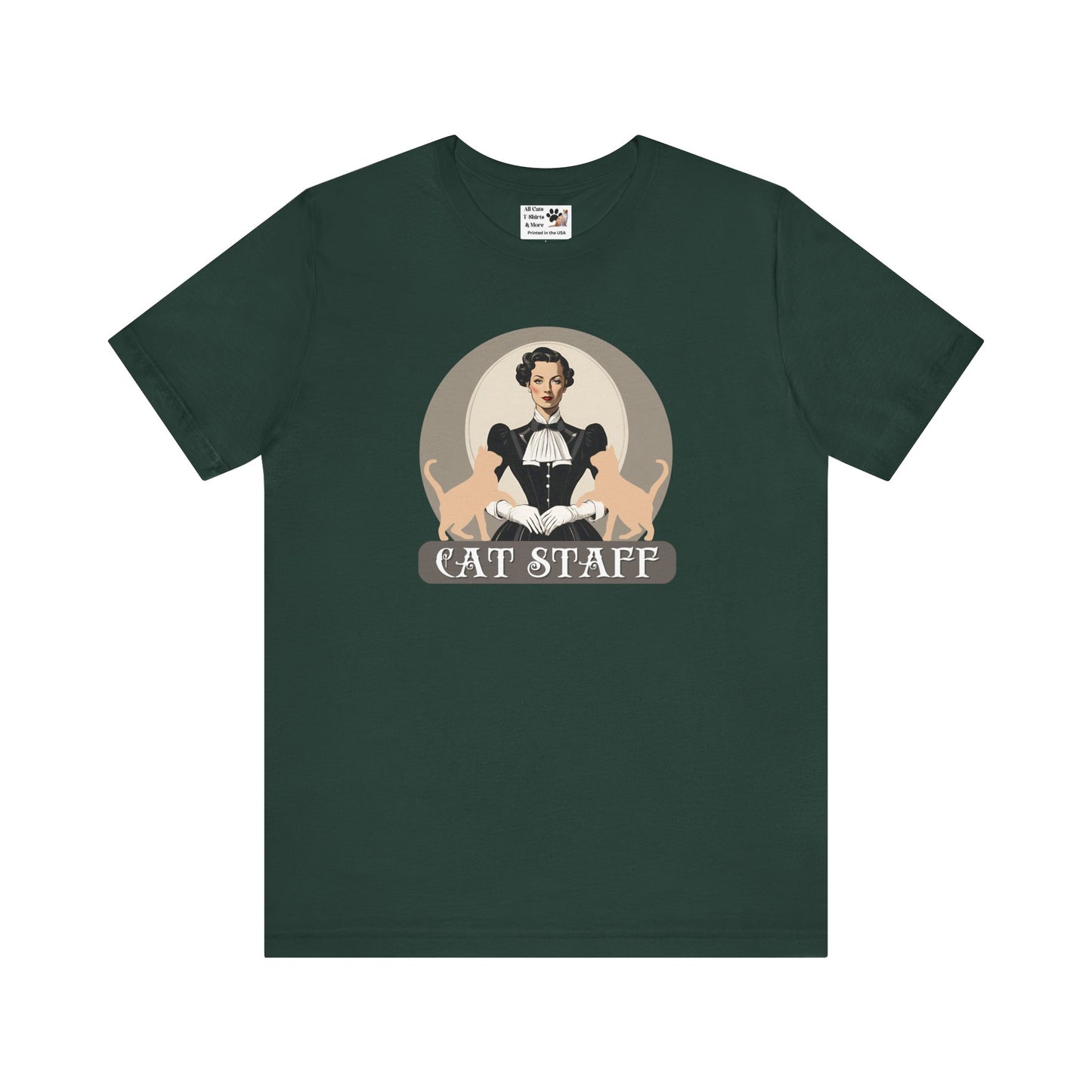 Cat Staff T-Shirt - ("Victorian Era Style" - Unisex Jersey Tee - Perfect for Cat Lovers)