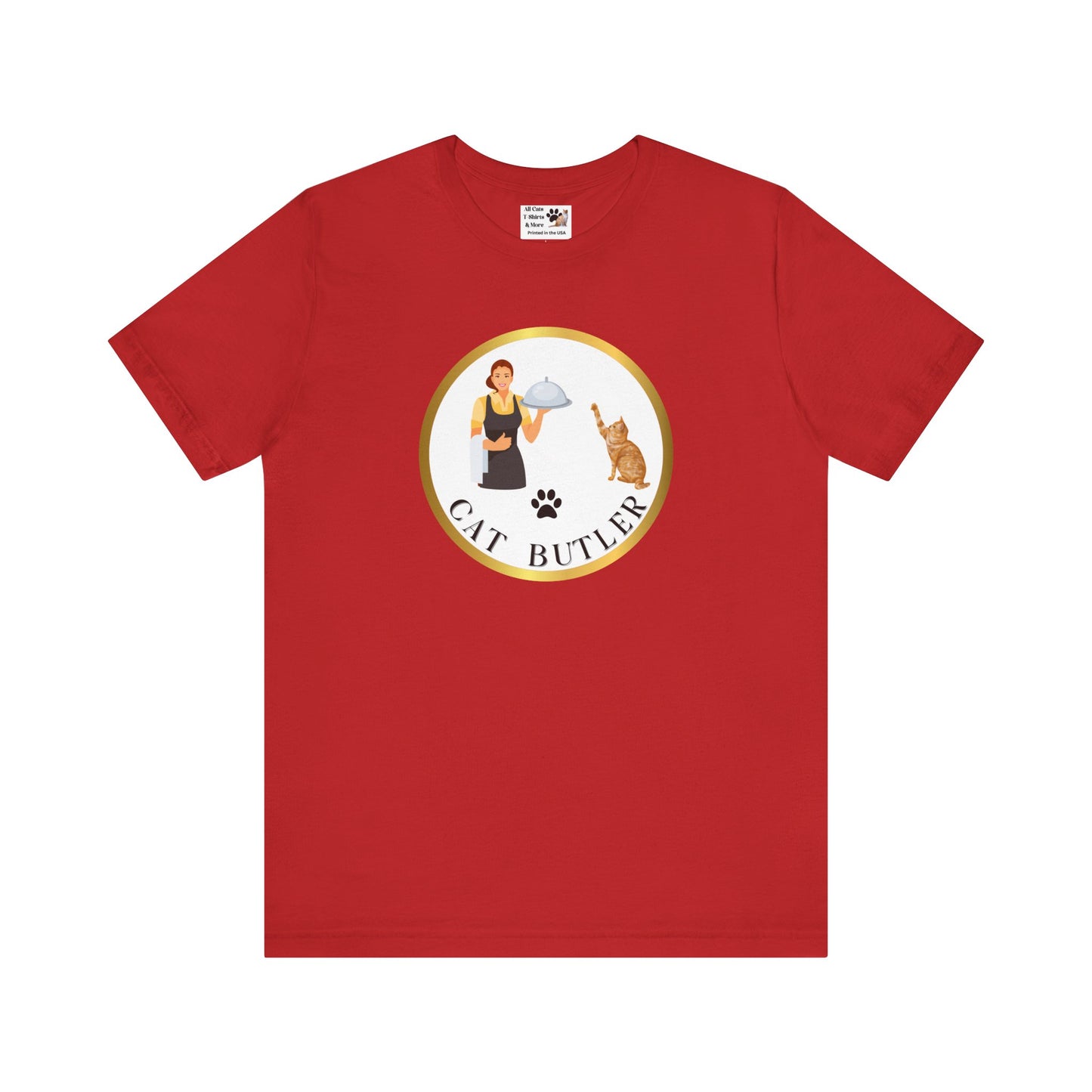 "Cat Butler" T-Shirt - With Vintage Style Design - (Unisex Jersey Short Sleeve Tee - Perfect Gift for Cat Lovers!)