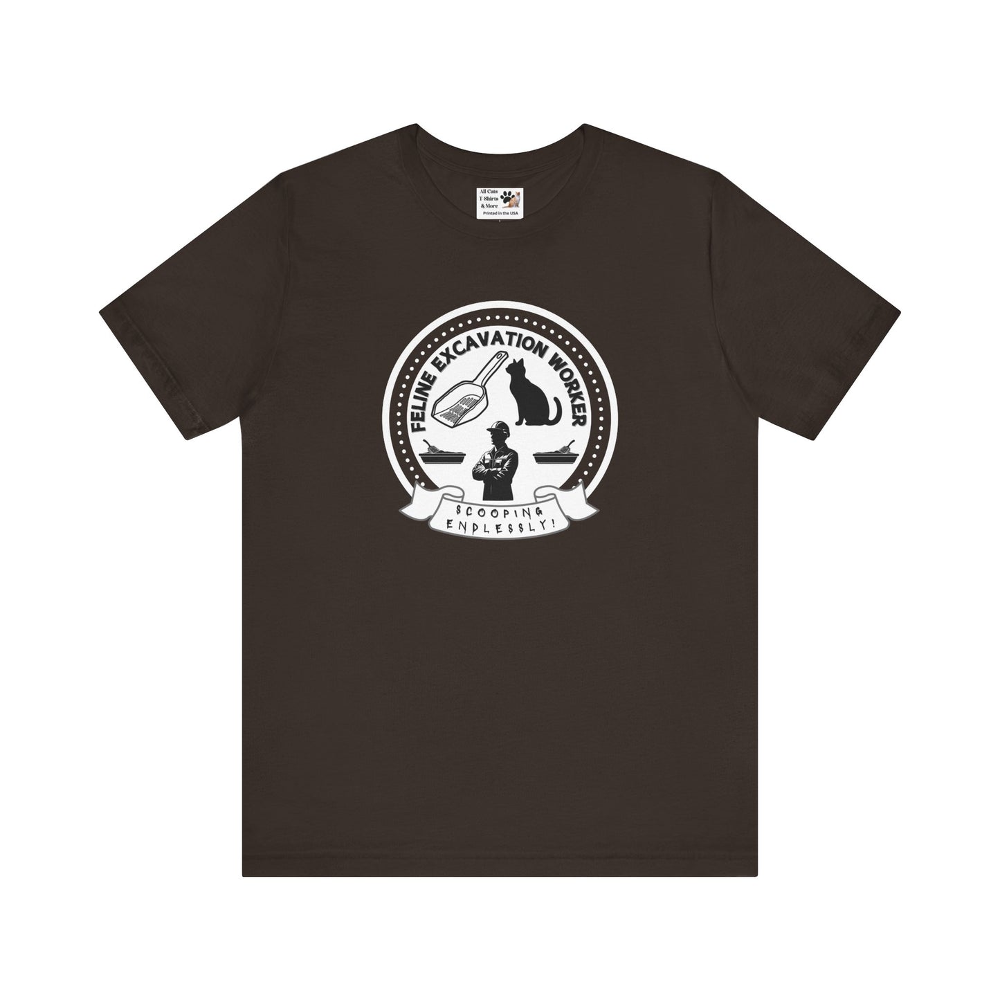 Fun Feline Excavation Worker Graphic T-Shirt - (Unisex Jersey Tee - Perfect for Cat Owners!)