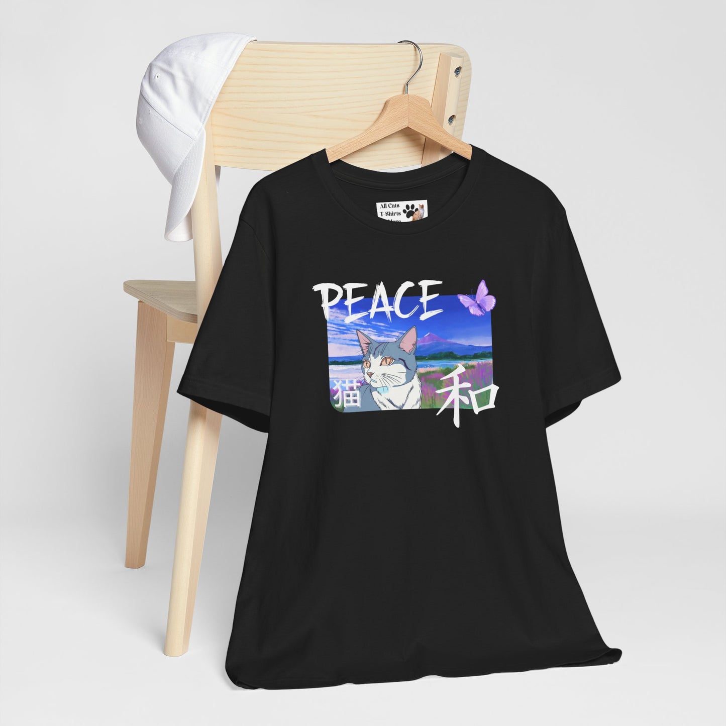 "Peace Cat" - A Japanese Anime Style Graphic Tee - (Unisex Jersey Short Sleeve T-Shirt)