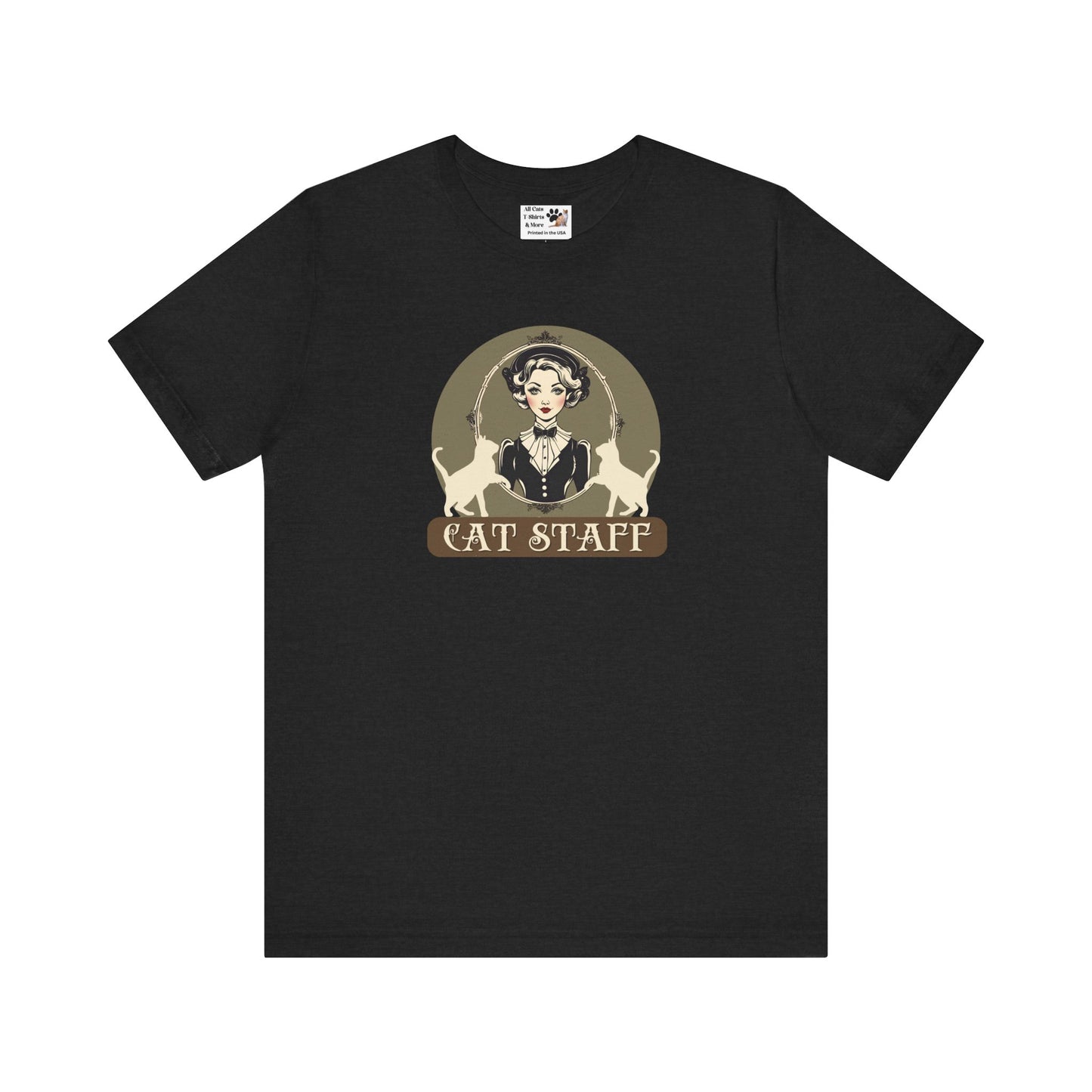 Cat Staff T-Shirt - ("Victorian Era Style" - Unisex Jersey Tee - Perfect for Cat Lovers)