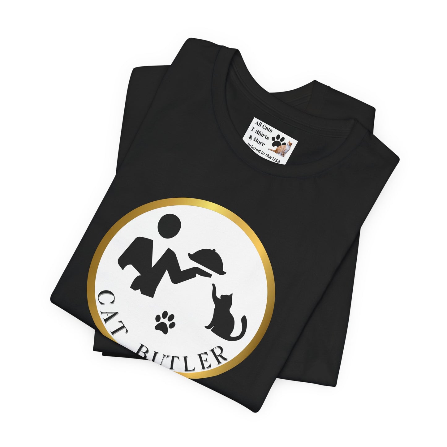 "Cat Butler" Design T-Shirt - (Unisex Jersey Short Sleeve Tee - Perfect Gift for Cat Lovers!)