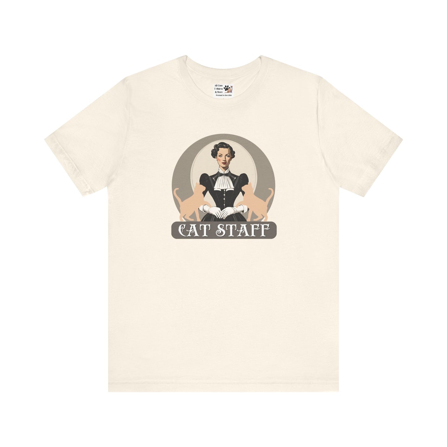 Cat Staff T-Shirt - ("Victorian Era Style" - Unisex Jersey Tee - Perfect for Cat Lovers)