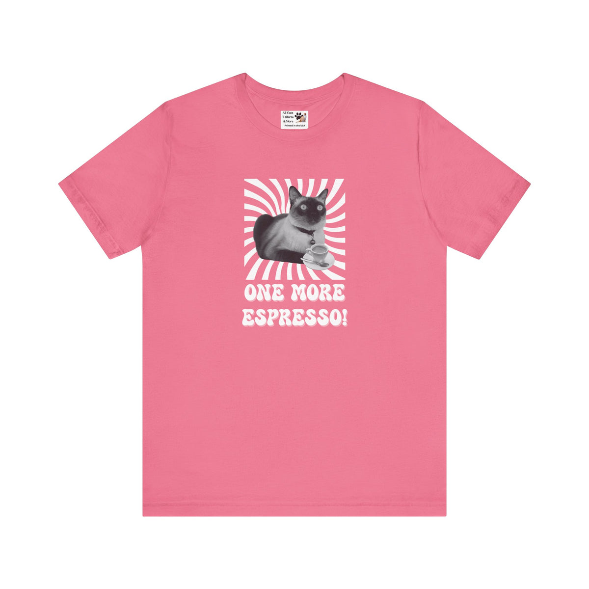 One More Espresso! - (Cat & Coffee T-Shirt #1, Black & White)