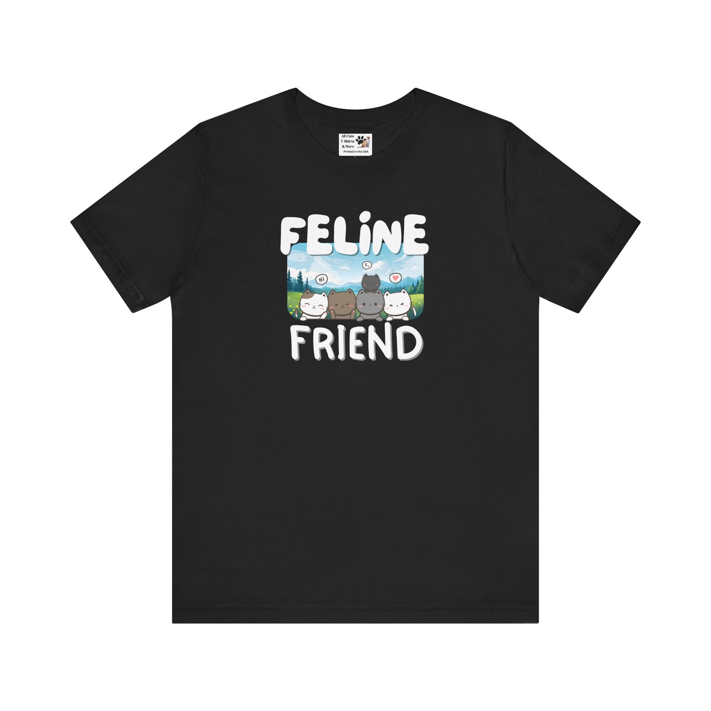 Feline Friend Graphic T-Shirt - (Cute Unisex Cat Tee)