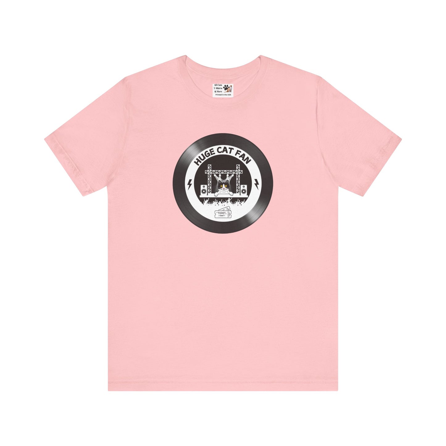 Huge Cat Fan "Record Style" T-Shirt - (Fun Unisex Jersey Tee - Music & Cat Lover T-Shirt)