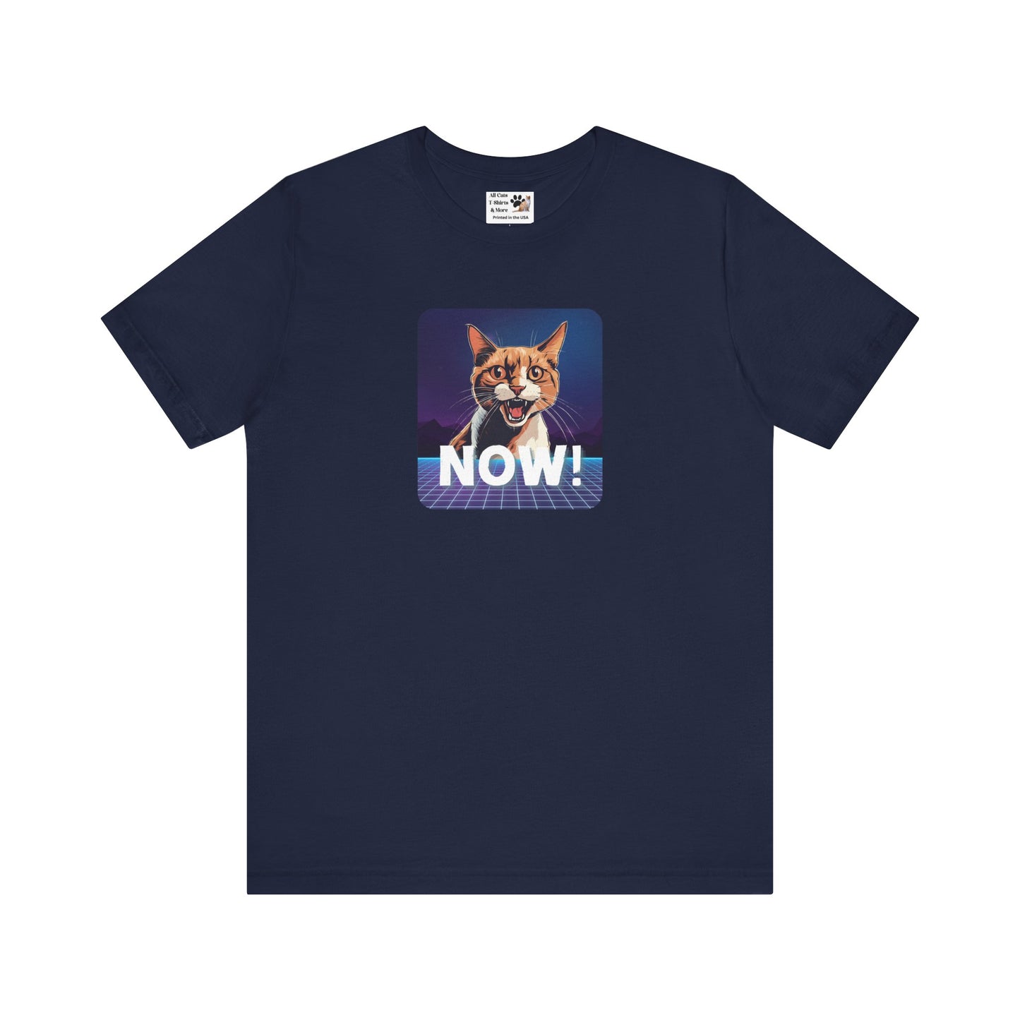 "NOW Cat" Retro Graphic T-Shirt - (Unisex Short Sleeve Tee - Fun & Quirky Design for Cat Fans)