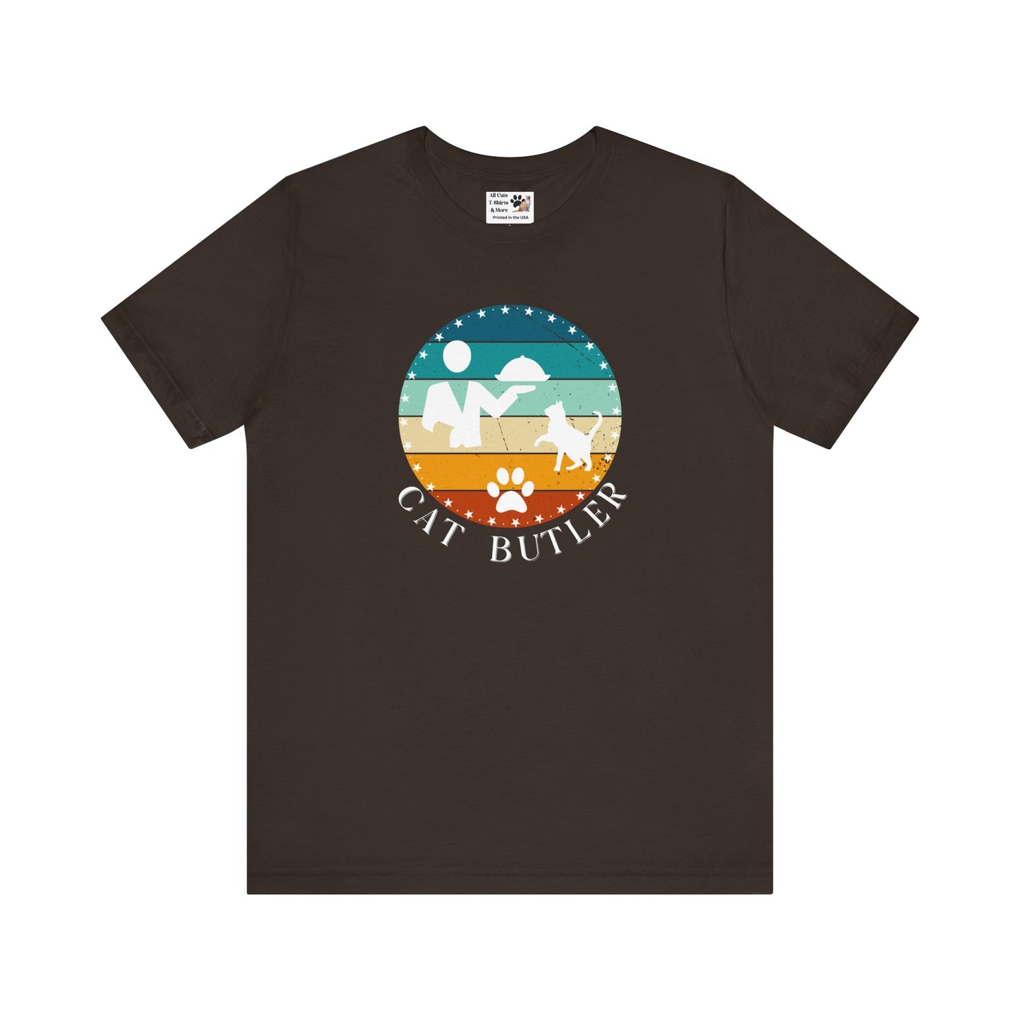 "Cat Butler" T-Shirt - Vintage Sunset Style Graphic - (Unisex Jersey Short Sleeve Tee - Perfect Gift for Cat Lovers!)