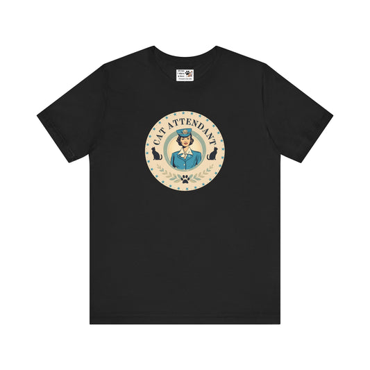 Vintage Style "Cat Attendant" T-Shirt - (Unisex Jersey Short Sleeve Tee - Perfect Gift for Cat Lovers!)