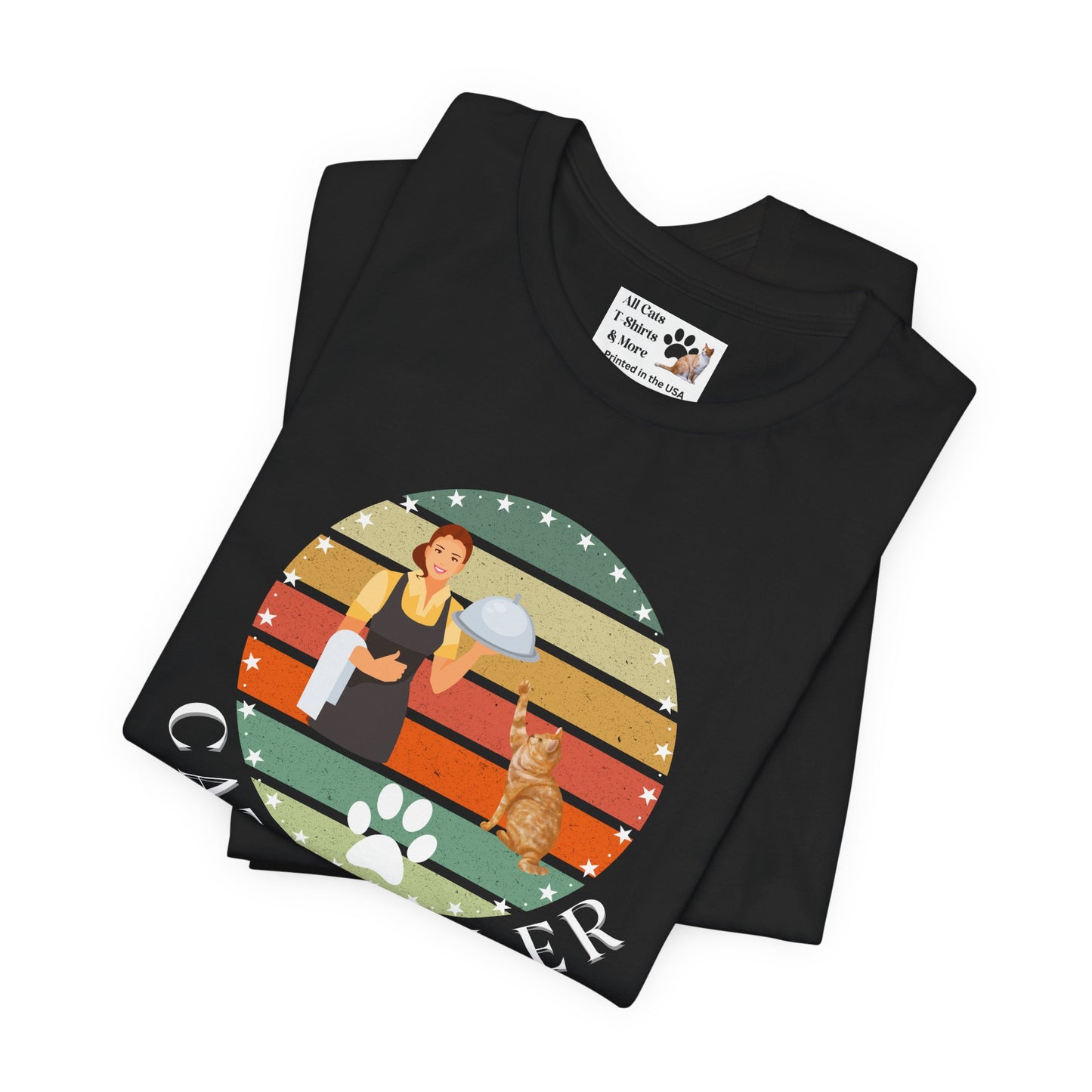 "Cat Butler" T-Shirt - Vintage Sunset Style Graphic - (Unisex Jersey Short Sleeve Tee - Perfect Gift for Cat Lovers!)