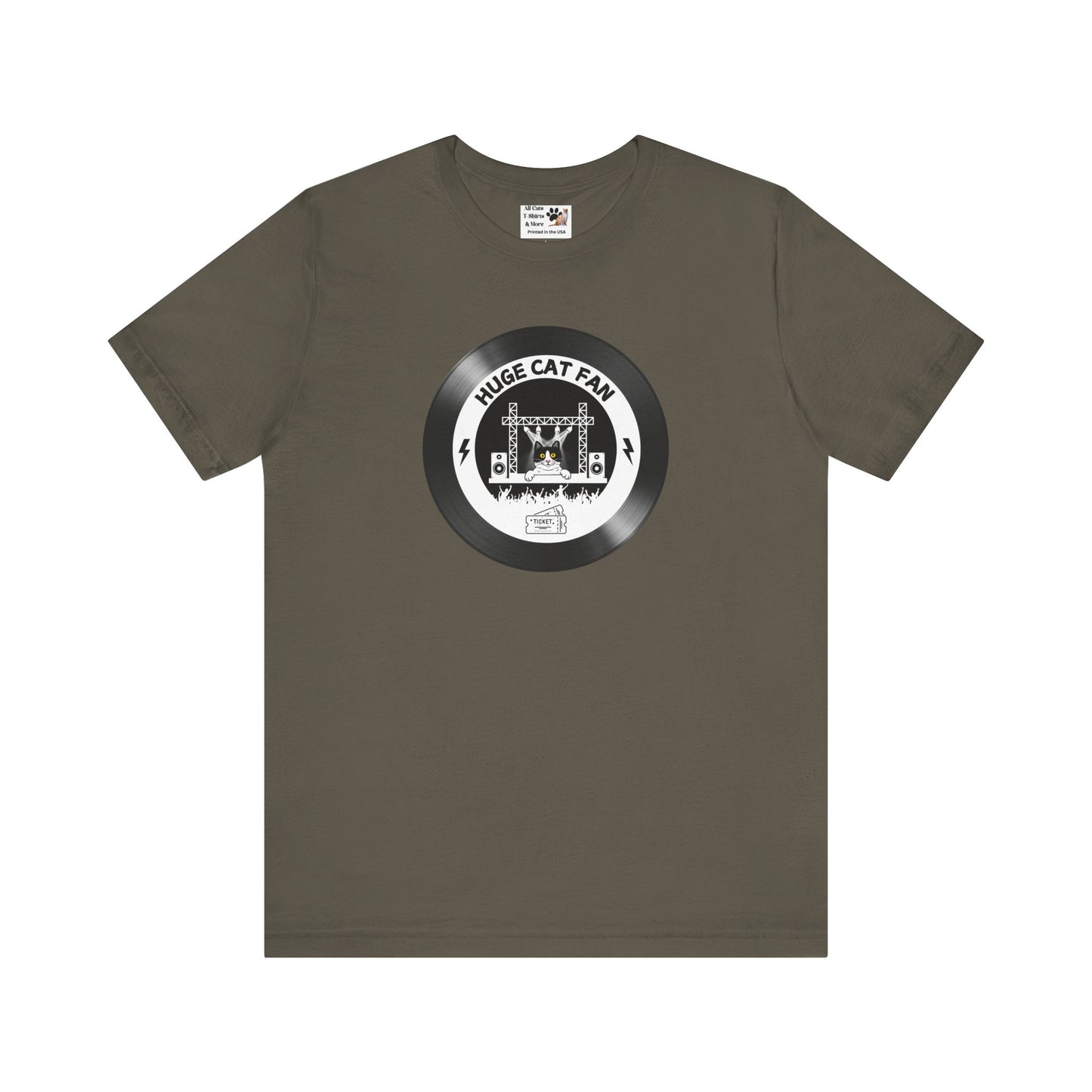 Huge Cat Fan "Record Style" T-Shirt - (Fun Unisex Jersey Tee - Music & Cat Lover T-Shirt)