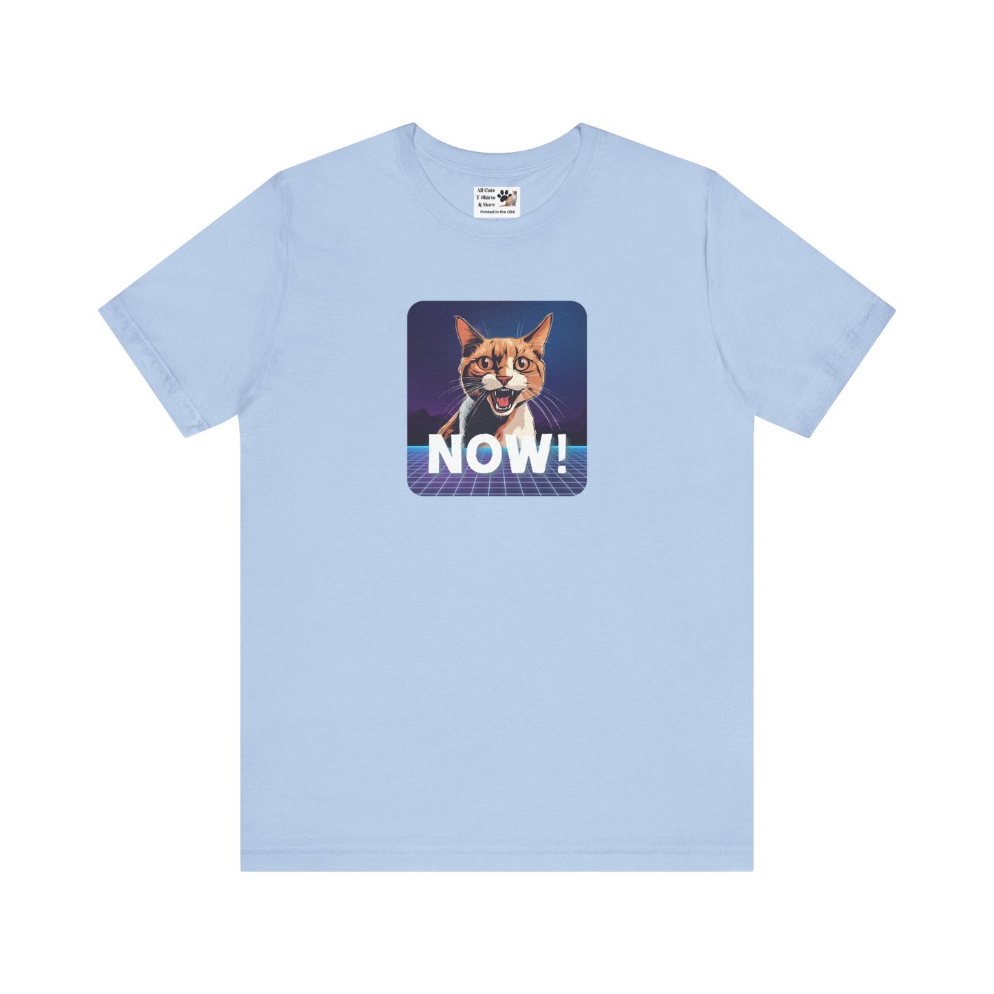 "NOW Cat" Retro Graphic T-Shirt - (Unisex Short Sleeve Tee - Fun & Quirky Design for Cat Fans)