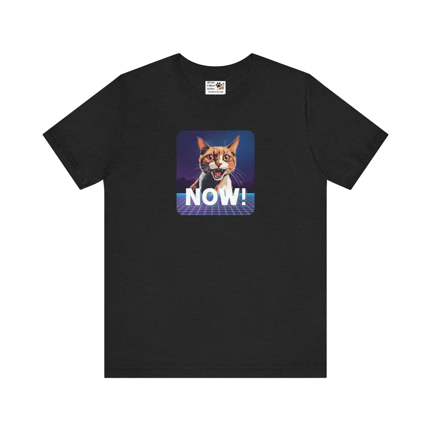 "NOW Cat" Retro Graphic T-Shirt - (Unisex Short Sleeve Tee - Fun & Quirky Design for Cat Fans)