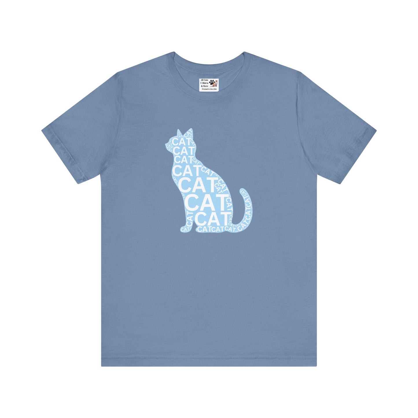 "CAT in a Cat, T-Shirt" - (Playful Blue Cat Design, Cat Lover Unisex Jersey Short Sleeve Tee - Purr-fect Gift!)