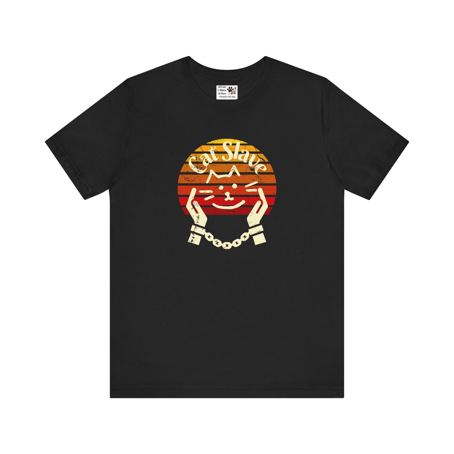Cat Slave Vintage Sunset T-Shirt - (Unisex Jersey Tee - Casual & Trendy Distressed Style Design, Cat Fan Tee)