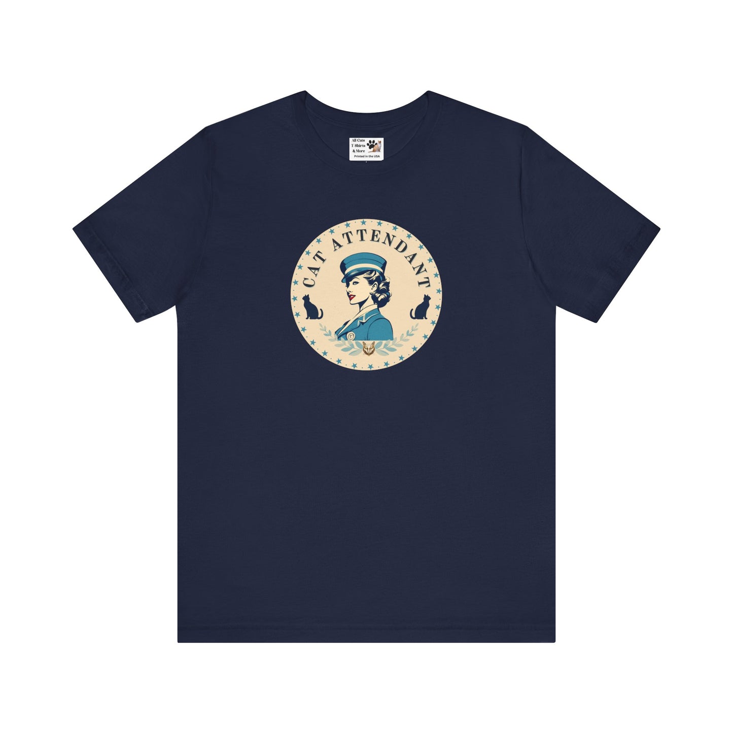Vintage Style "Cat Attendant" T-Shirt - (Unisex Jersey Short Sleeve Tee - Perfect Gift for Cat Lovers!)