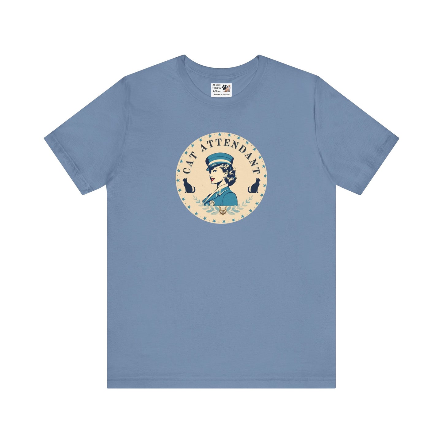 Vintage Style "Cat Attendant" T-Shirt - (Unisex Jersey Short Sleeve Tee - Perfect Gift for Cat Lovers!)