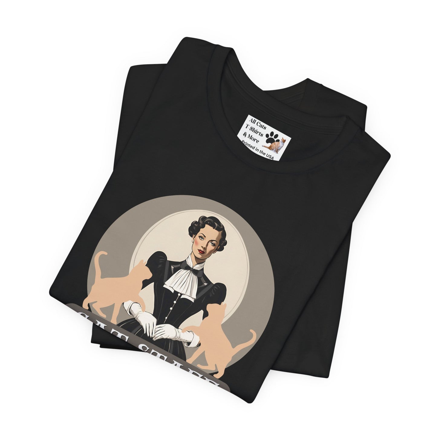 Cat Staff T-Shirt - ("Victorian Era Style" - Unisex Jersey Tee - Perfect for Cat Lovers)