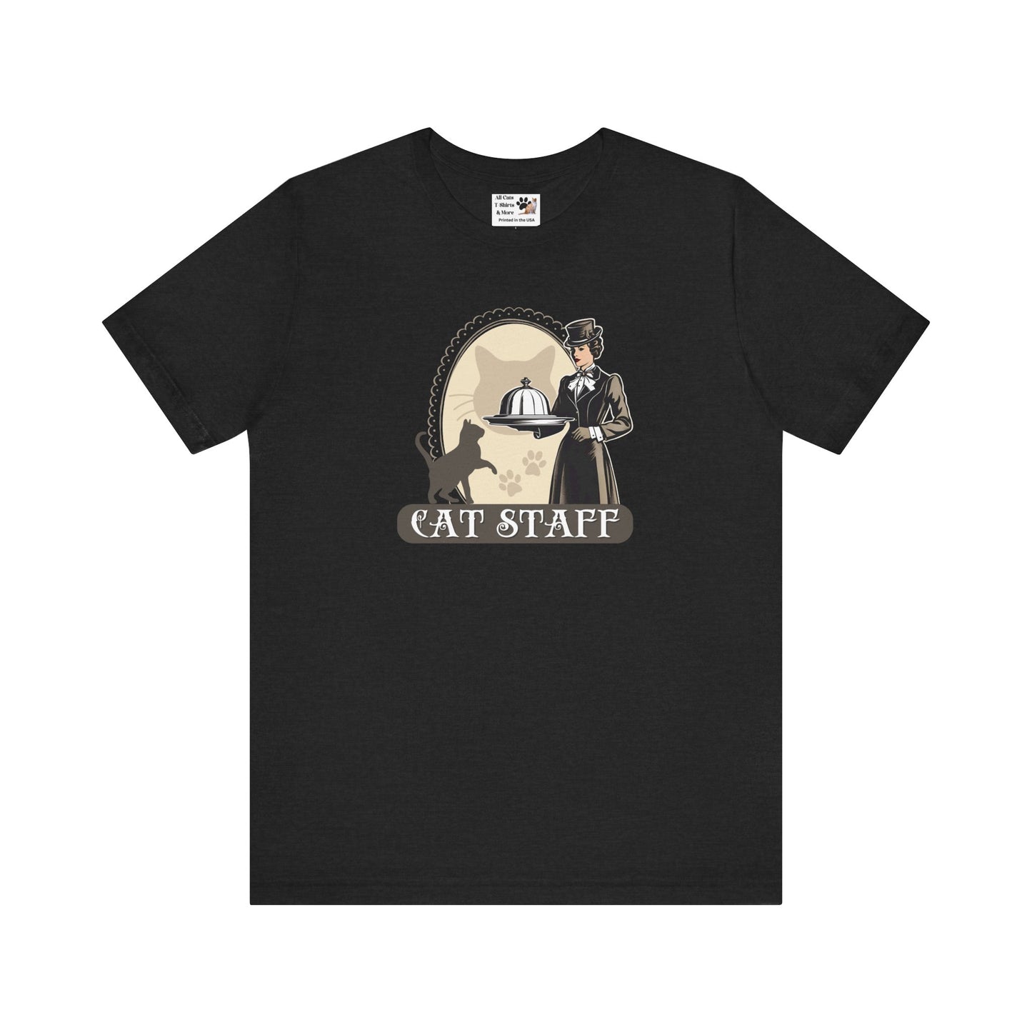 Cat Staff T-Shirt - ("Victorian Era Style" - Unisex Jersey Tee - Perfect for Cat Lovers)
