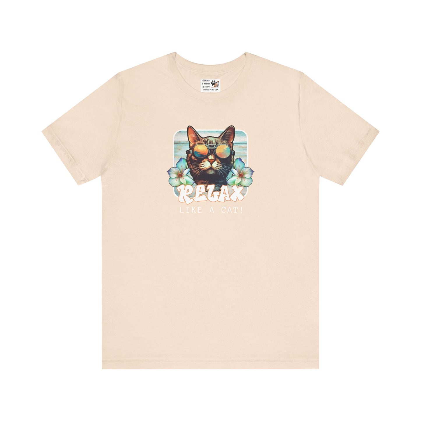Relax Like a Cat Graphic Tee - (Cat Fan Shirt, Gift for Cat Owners, Cool Summer T-Shirt)