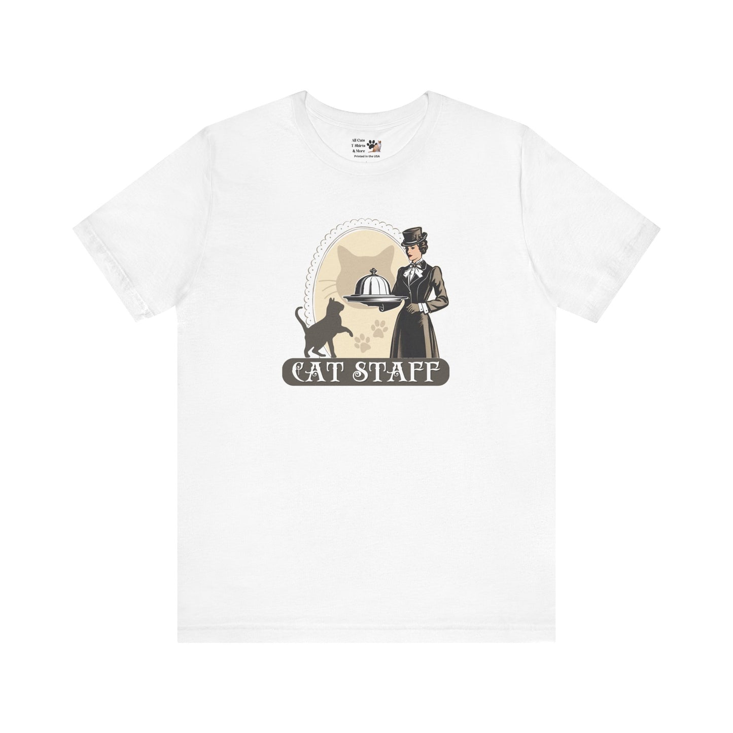 Cat Staff T-Shirt - ("Victorian Era Style" - Unisex Jersey Tee - Perfect for Cat Lovers)