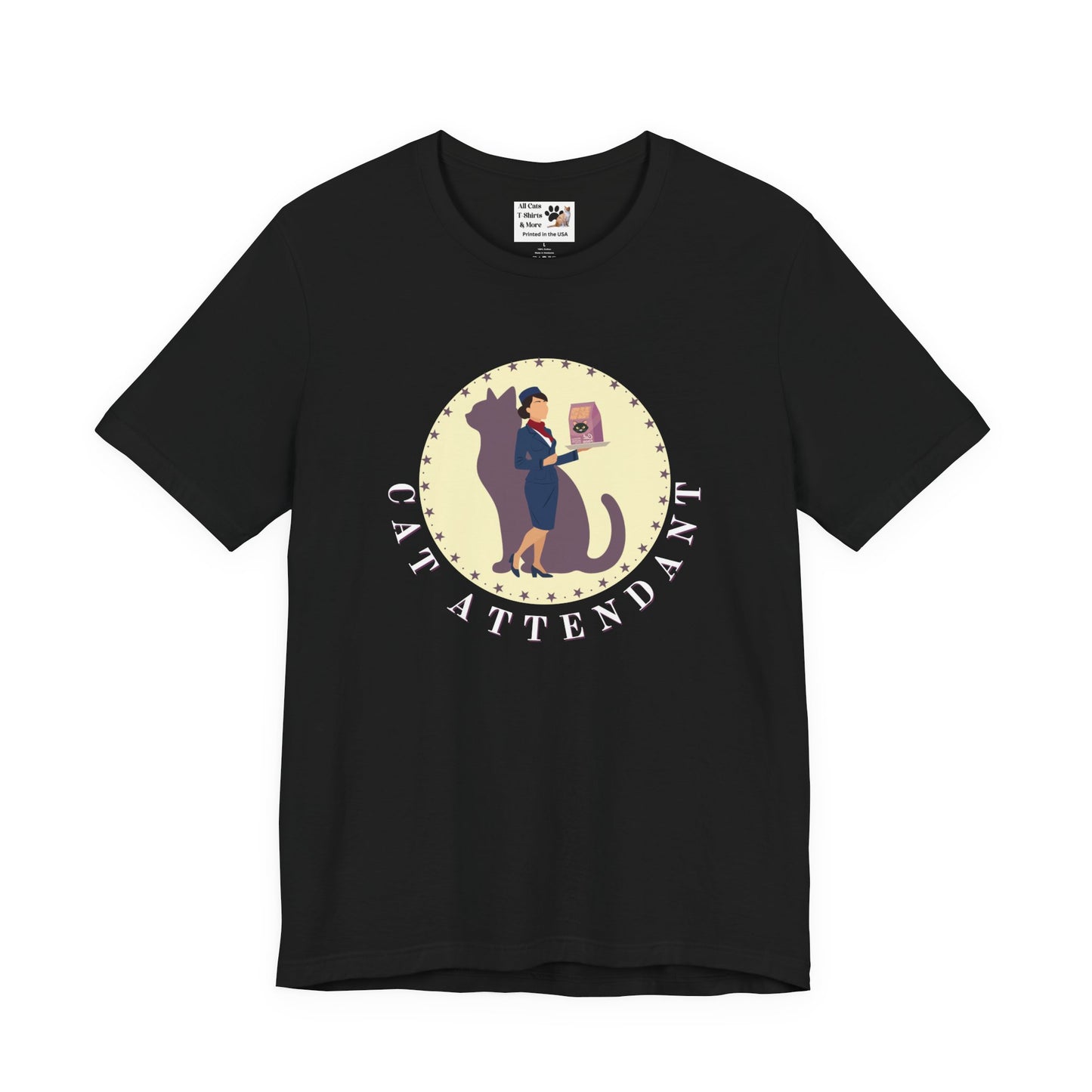 Fun "Cat Attendant" T-Shirt - (Unisex Jersey Short Sleeve Tee - Perfect Gift for Cat Lovers!)