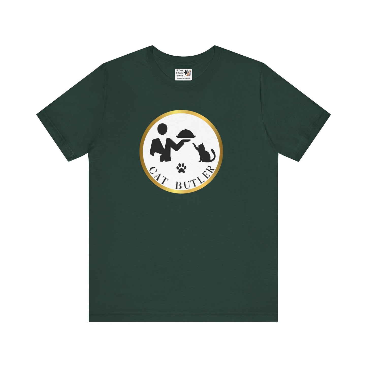 "Cat Butler" Design T-Shirt - (Unisex Jersey Short Sleeve Tee - Perfect Gift for Cat Lovers!)