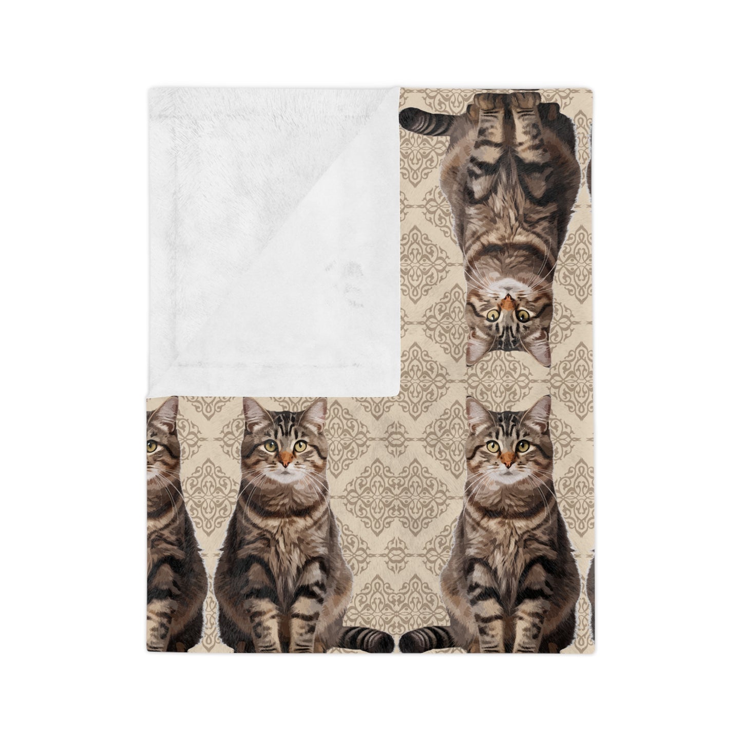 Cat "Mirror Pattern" Velveteen Blanket, Cozy Cat Blankets for Cat Lovers, Cat Decor for Home, Gifts for Pet Owners, Soft Microfiber Throw Blanket
