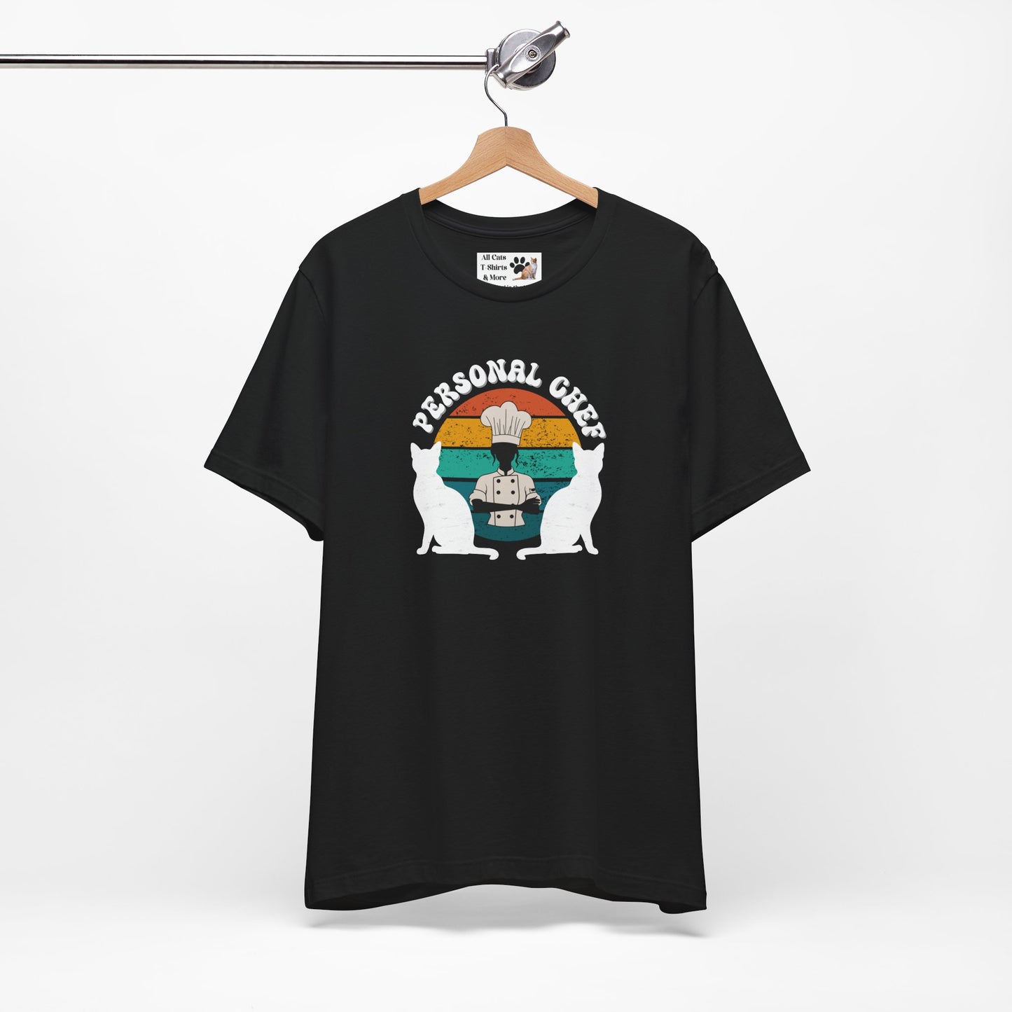 Personal Chef for Cats T-Shirt (#20 - Distressed Style Vintage Sunset, Unisex Jersey Tee)