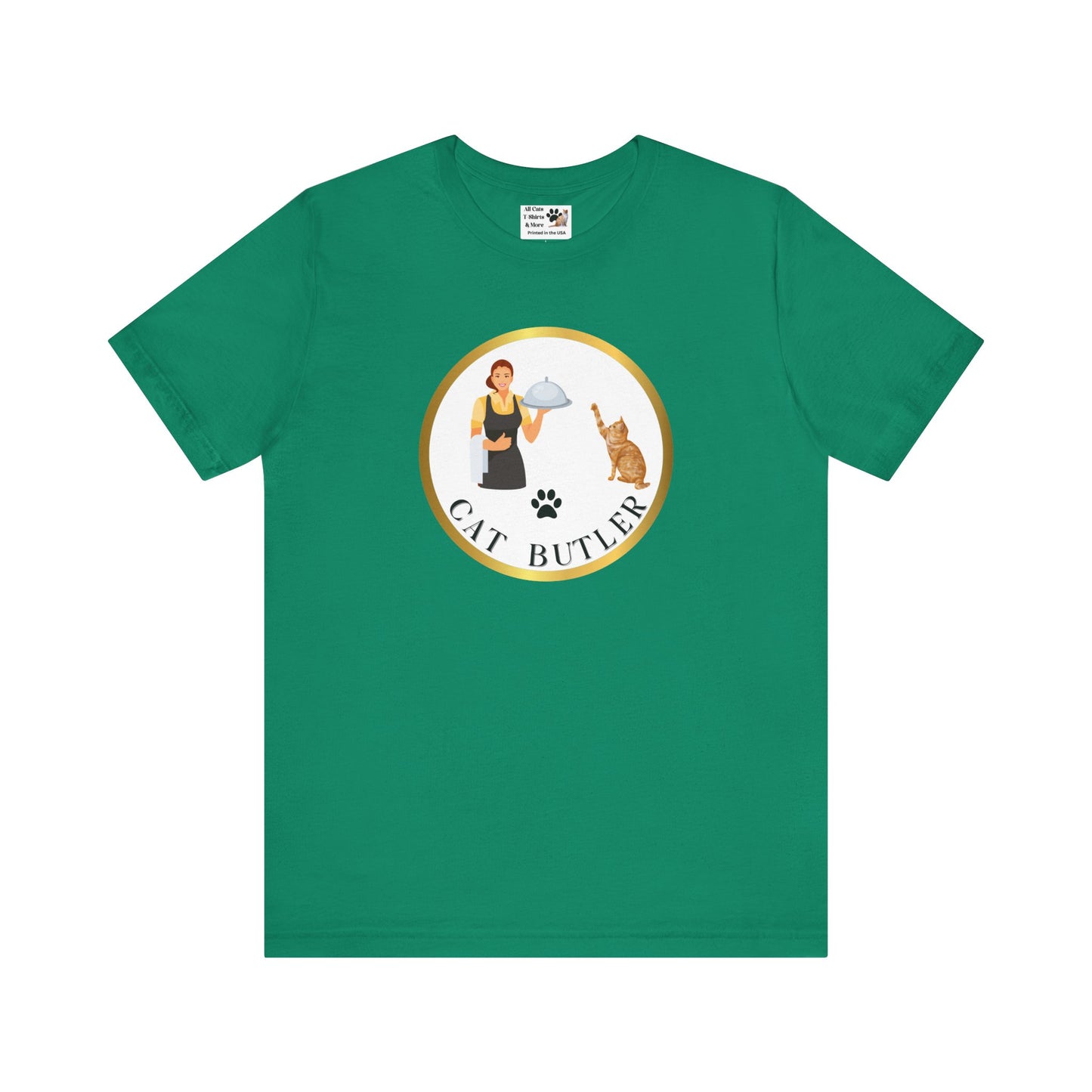 "Cat Butler" T-Shirt - With Vintage Style Design - (Unisex Jersey Short Sleeve Tee - Perfect Gift for Cat Lovers!)