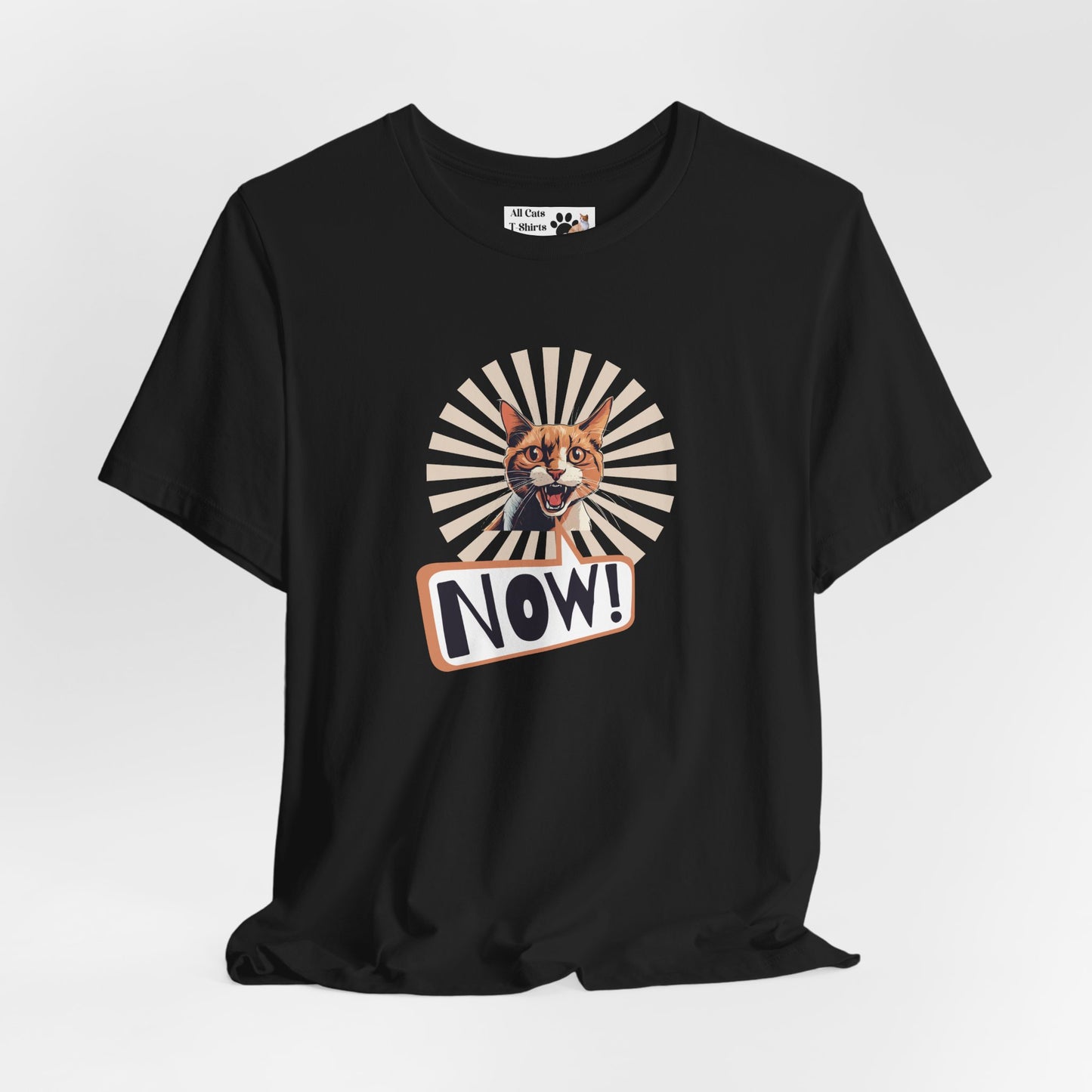 "NOW Cat" Graphic T-Shirt - (Funny Cat Unisex Jersey Tee - Perfect for Cat Owners!)