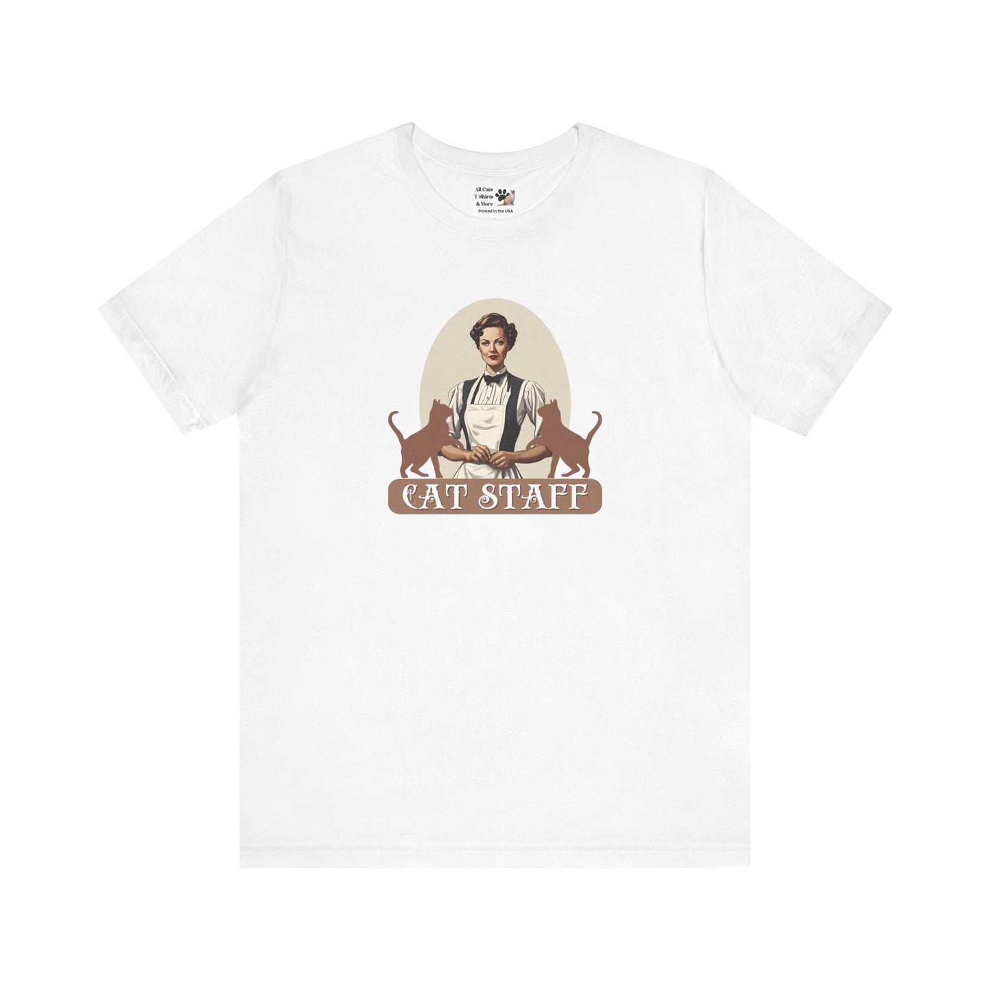 Cat Staff T-Shirt - ("Victorian Era Style" - Unisex Jersey Tee - Perfect for Cat Lovers)